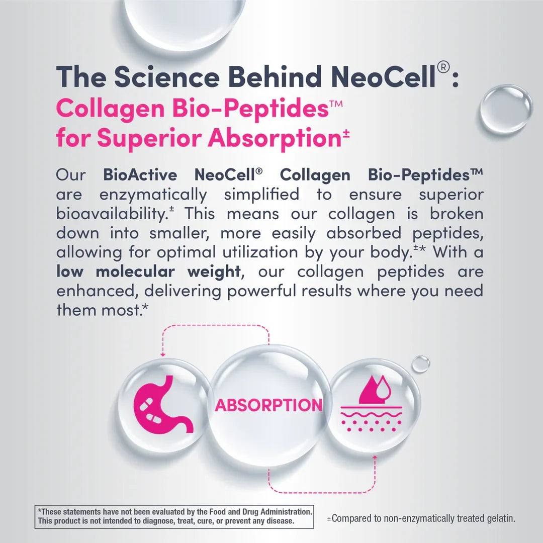 NeoCell, Grassfed Collagen Peptides + Vitamin C & Biotin, 180 Tablets