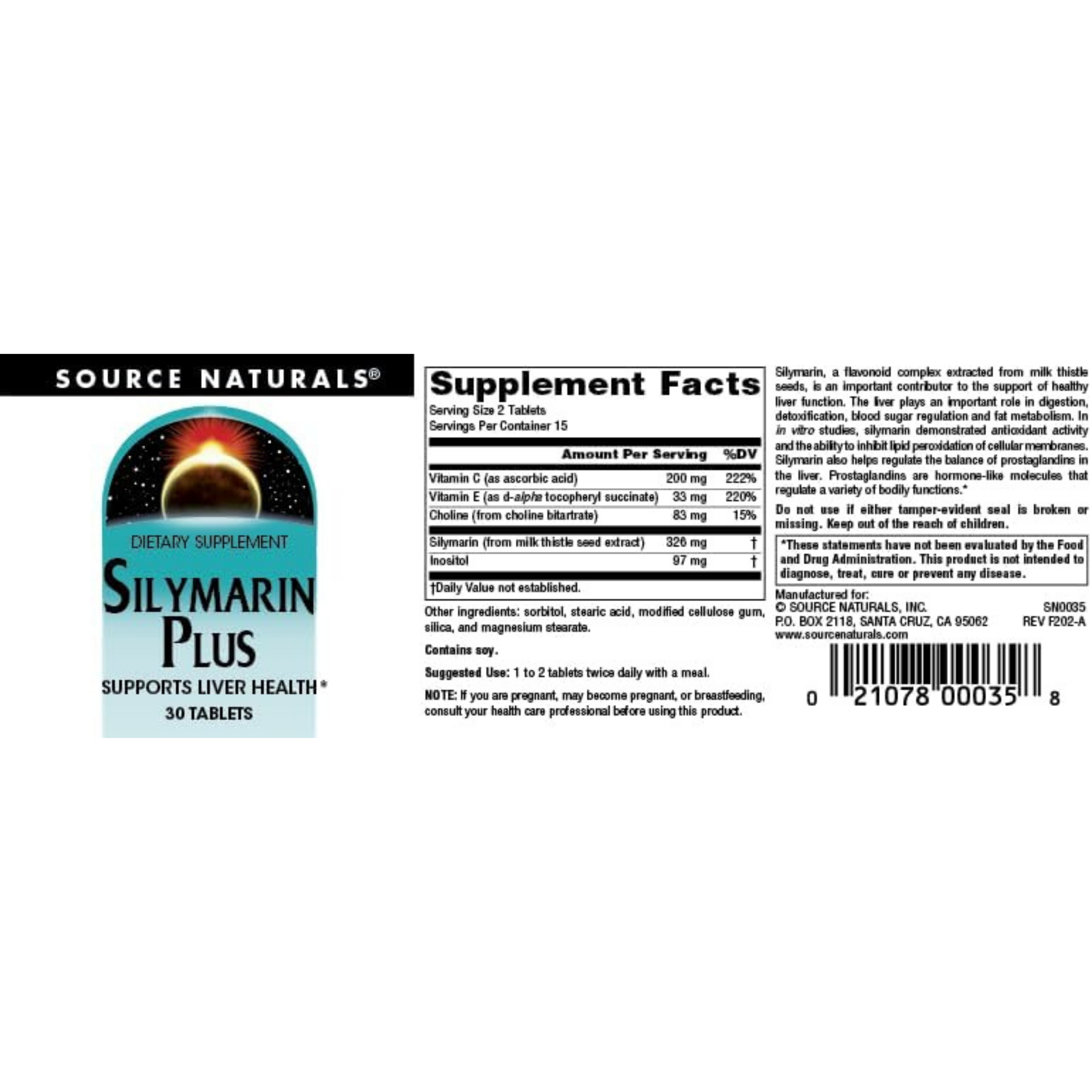 Source Naturals, Silymarin Plus, 30 Tablets