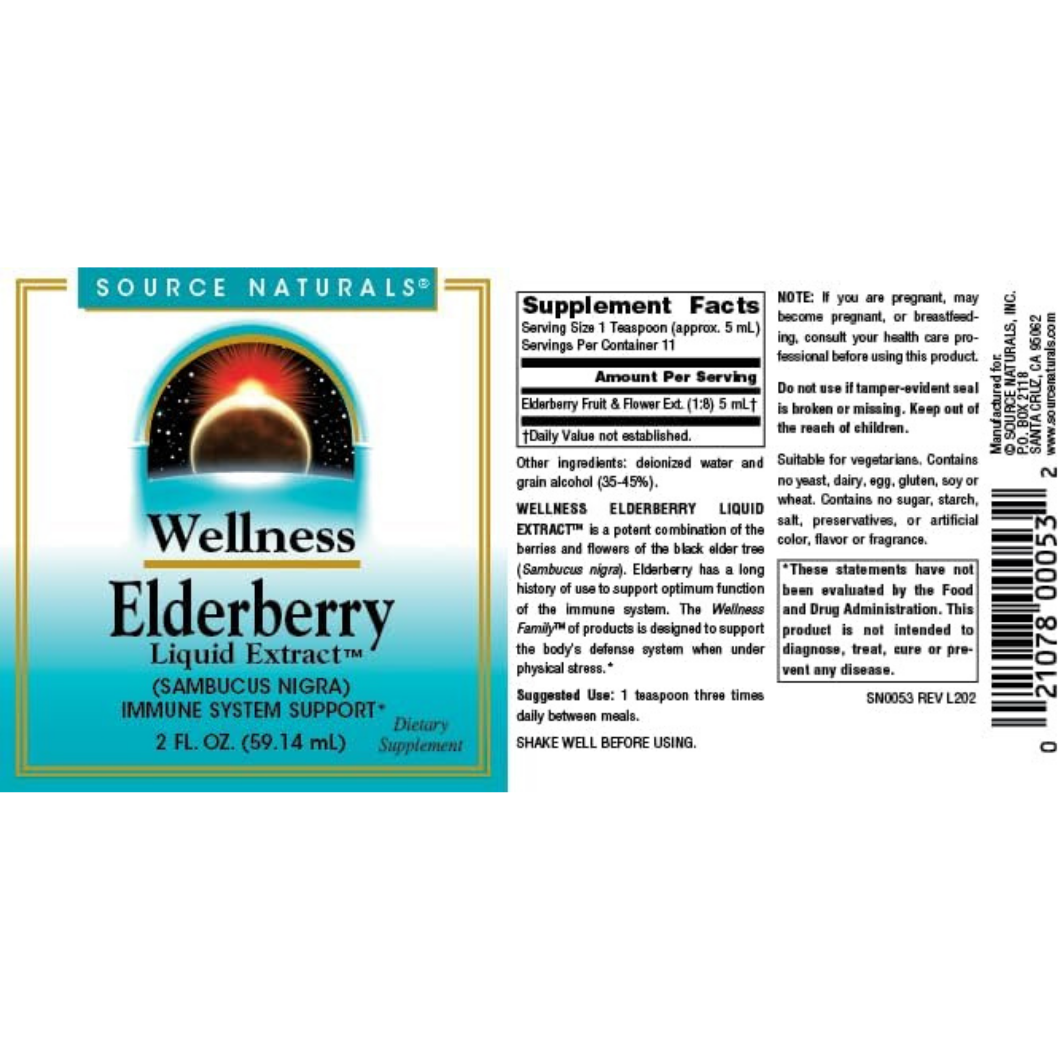 Source Naturals, Wellness Elderberry Liquid Extract, 2 Oz
