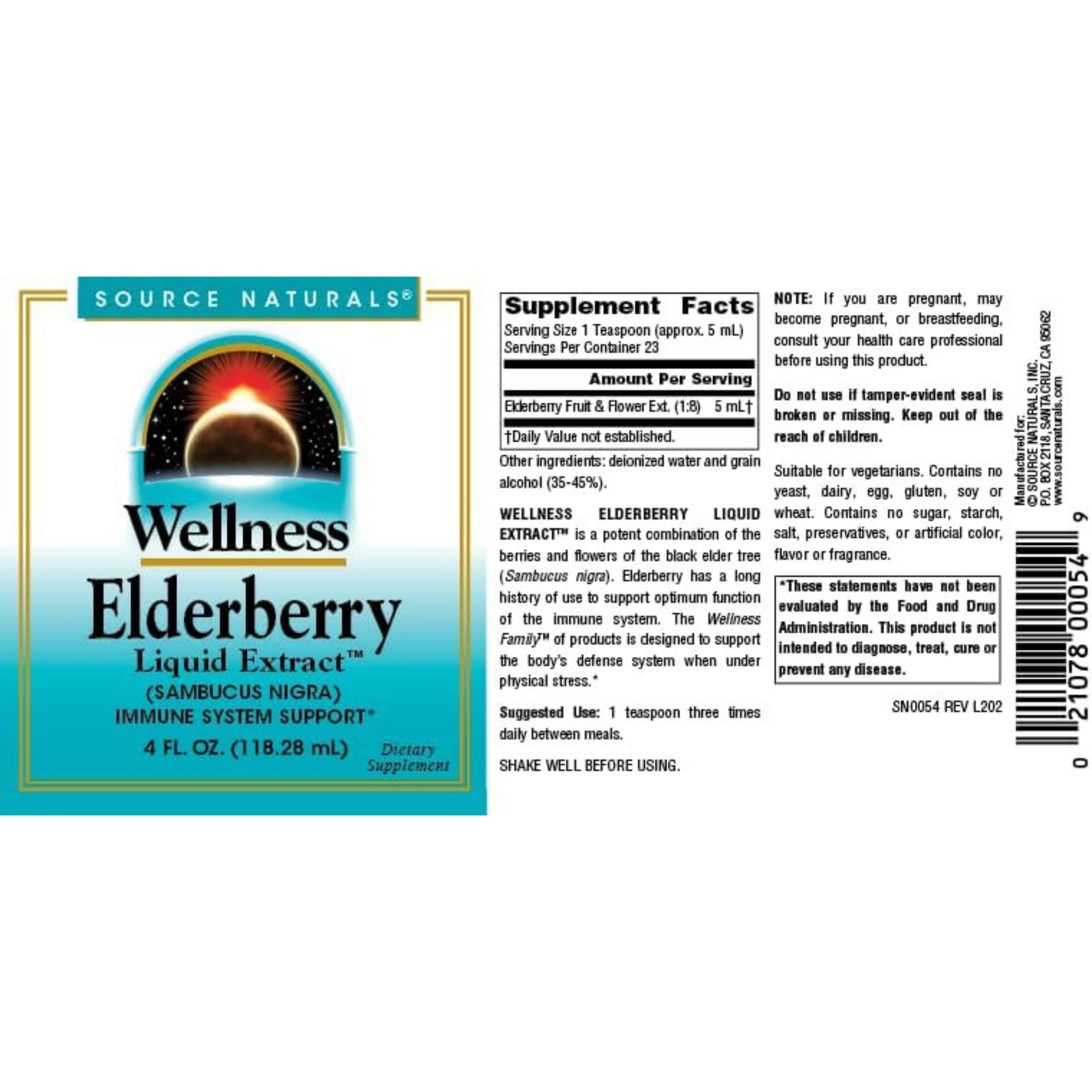 Source Naturals, Wellness Elderberry Liquid Extract, 4 Oz