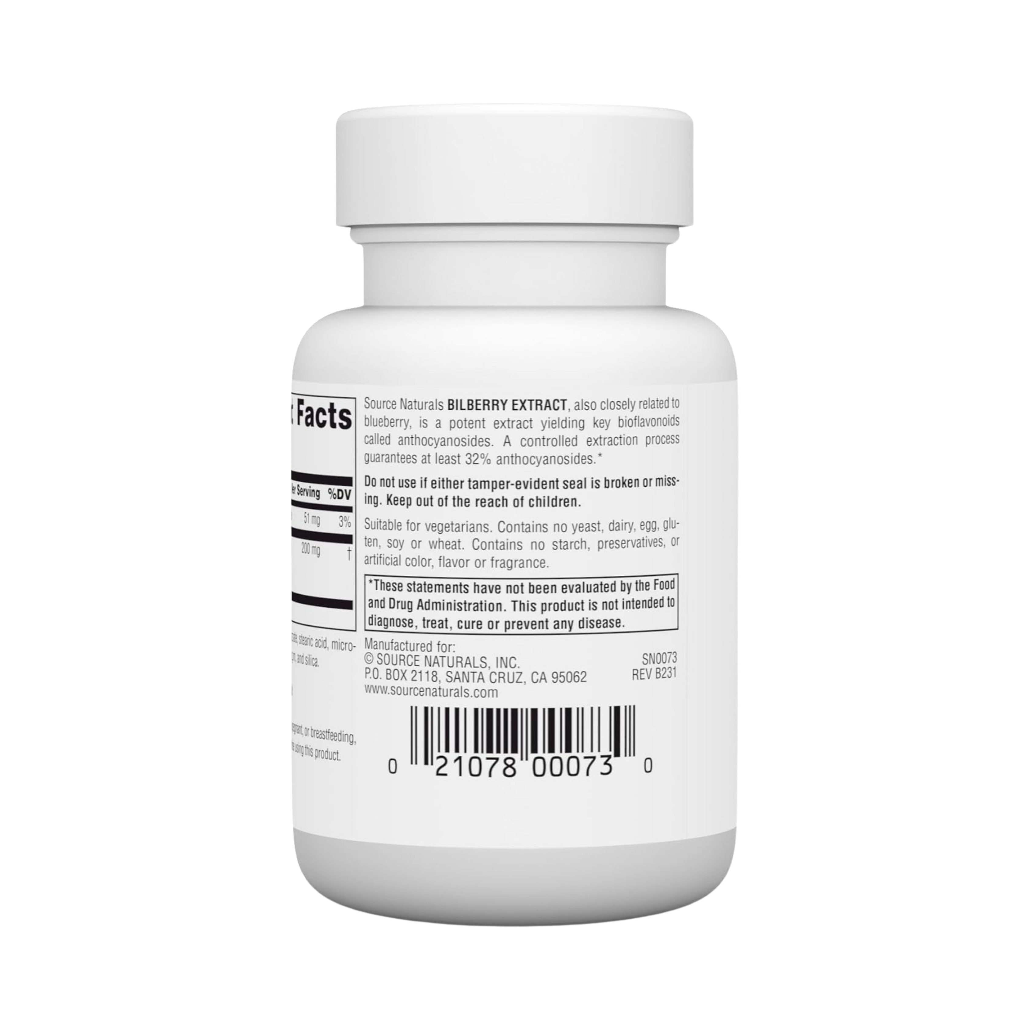 Source Naturals, Bilberry Extract, 100 Mg, 60 Tablets