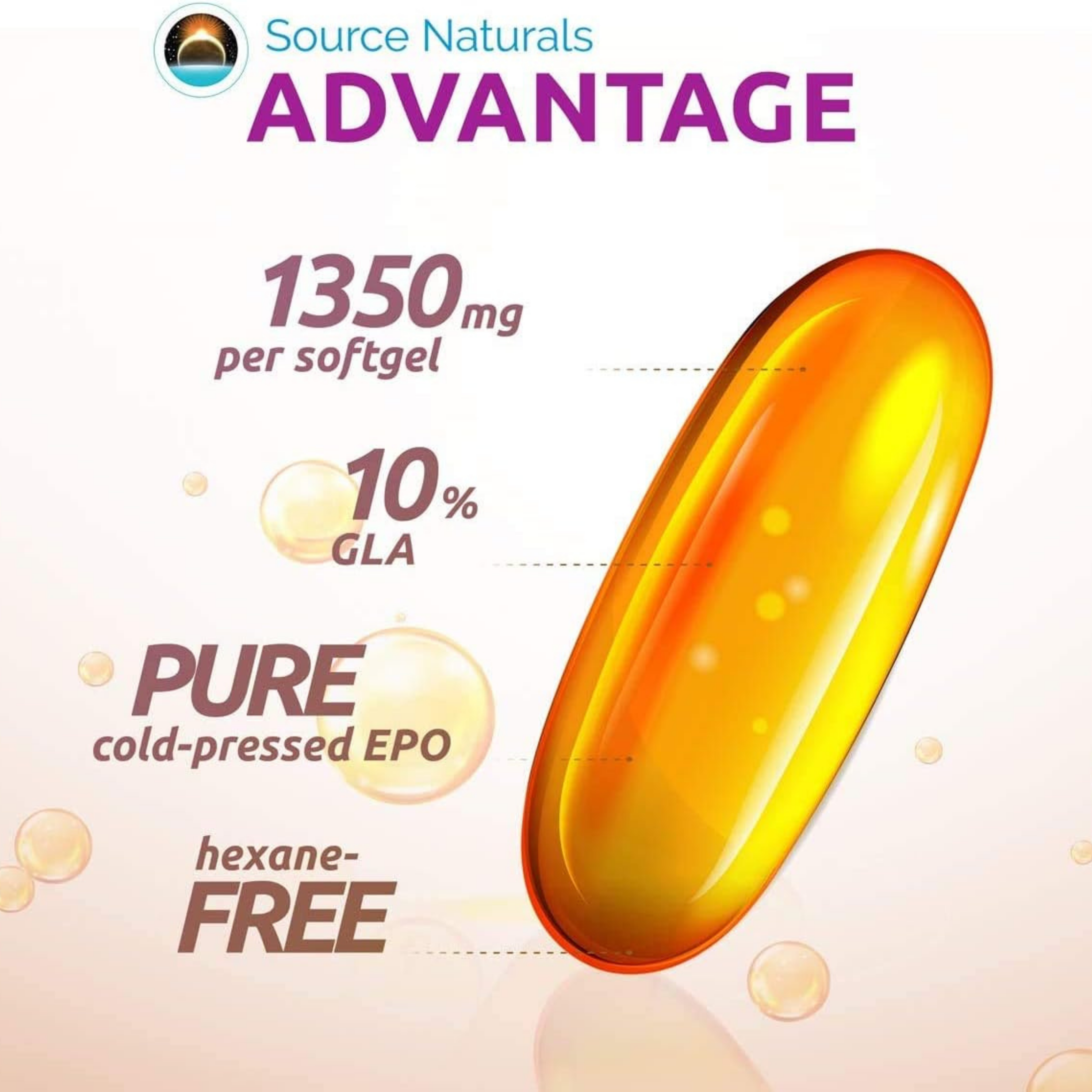 Source Naturals, Evening Primrose Oil, Hexane-Free, 1350 Mg, 60 Softgels