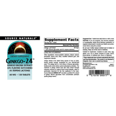 Source Naturals, Ginkgo-24, 60 Mg, 120 Tablets