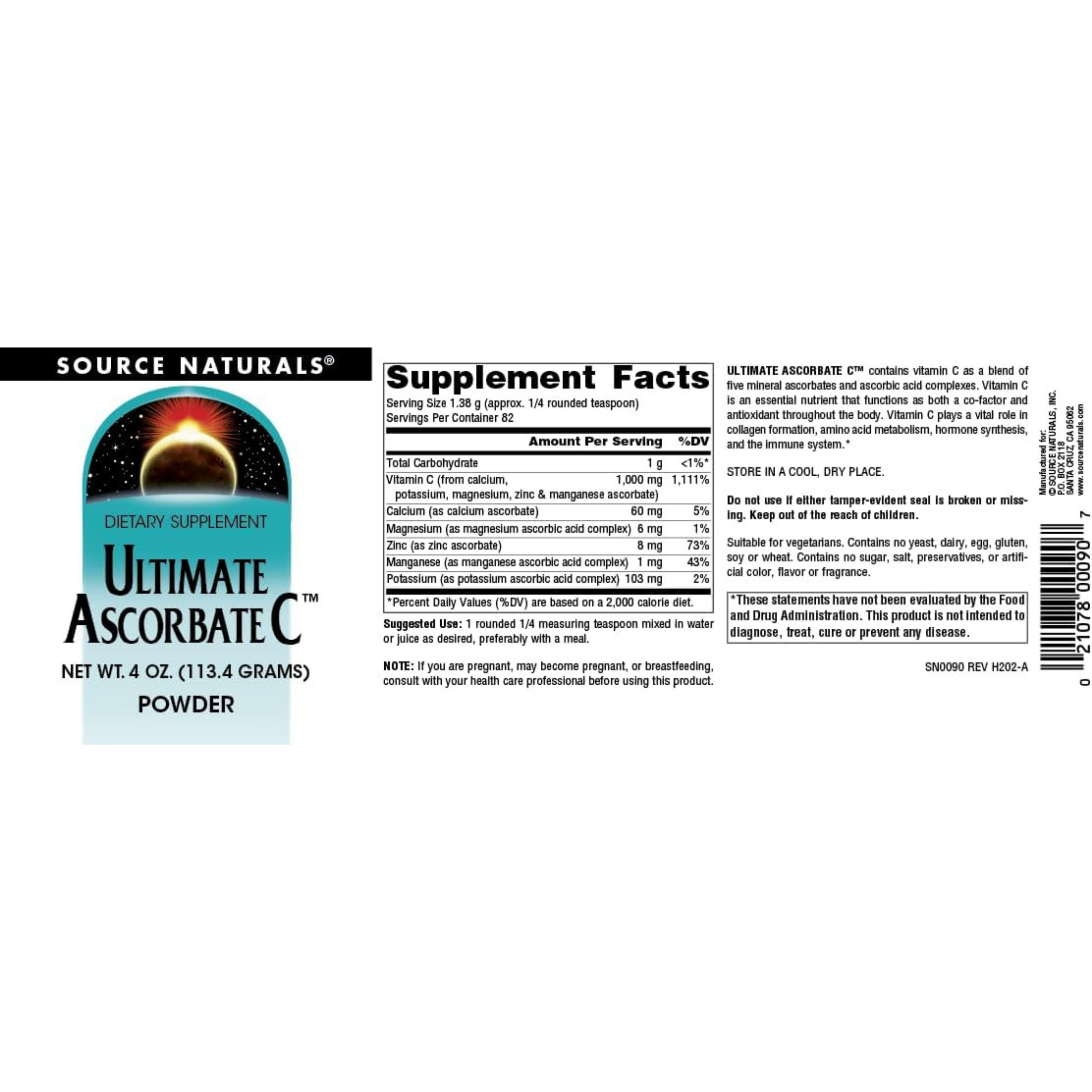 Source Naturals, Ultimate Ascorbate C, 4 Oz Powder