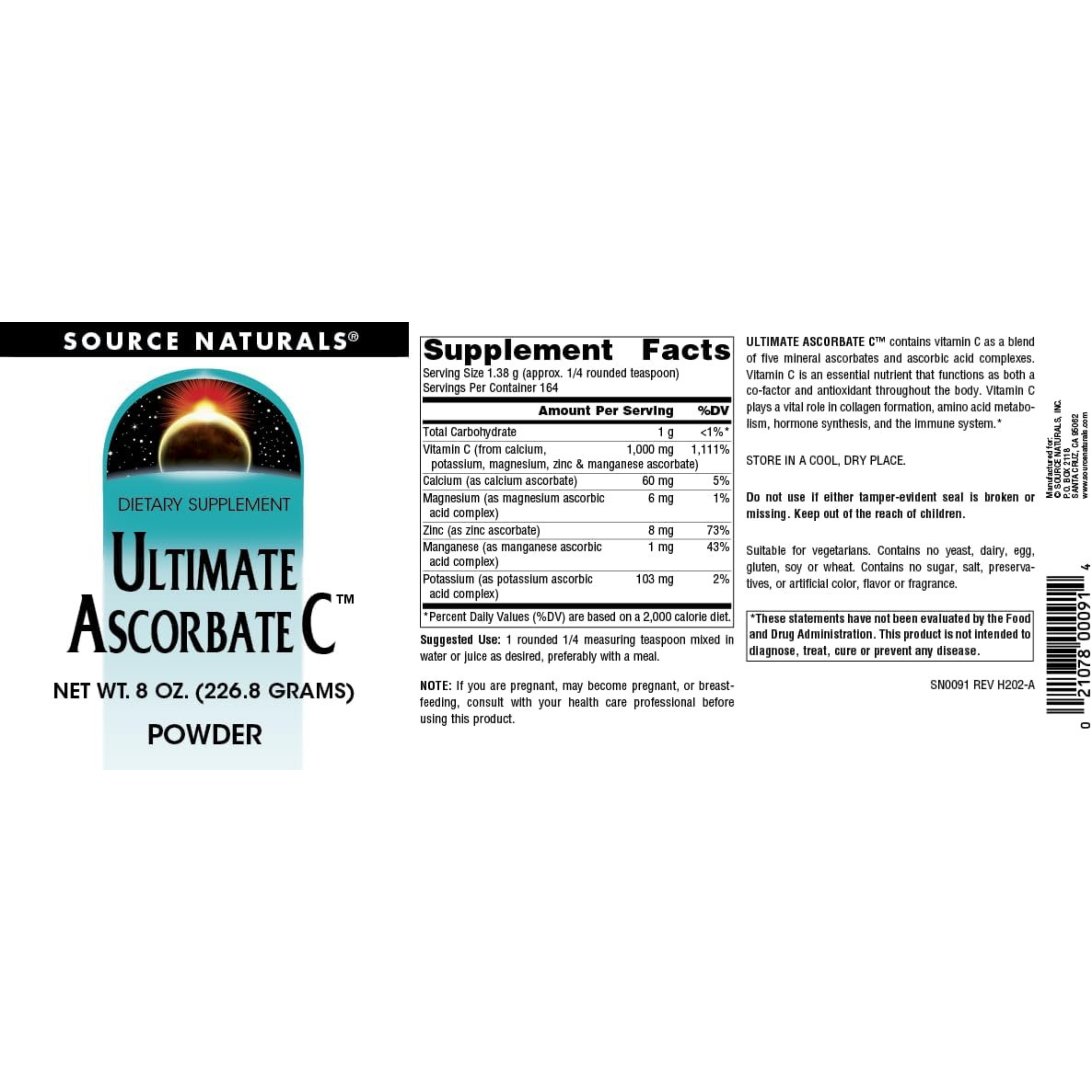 Source Naturals, Ultimate Ascorbate C, 8 Oz Powder