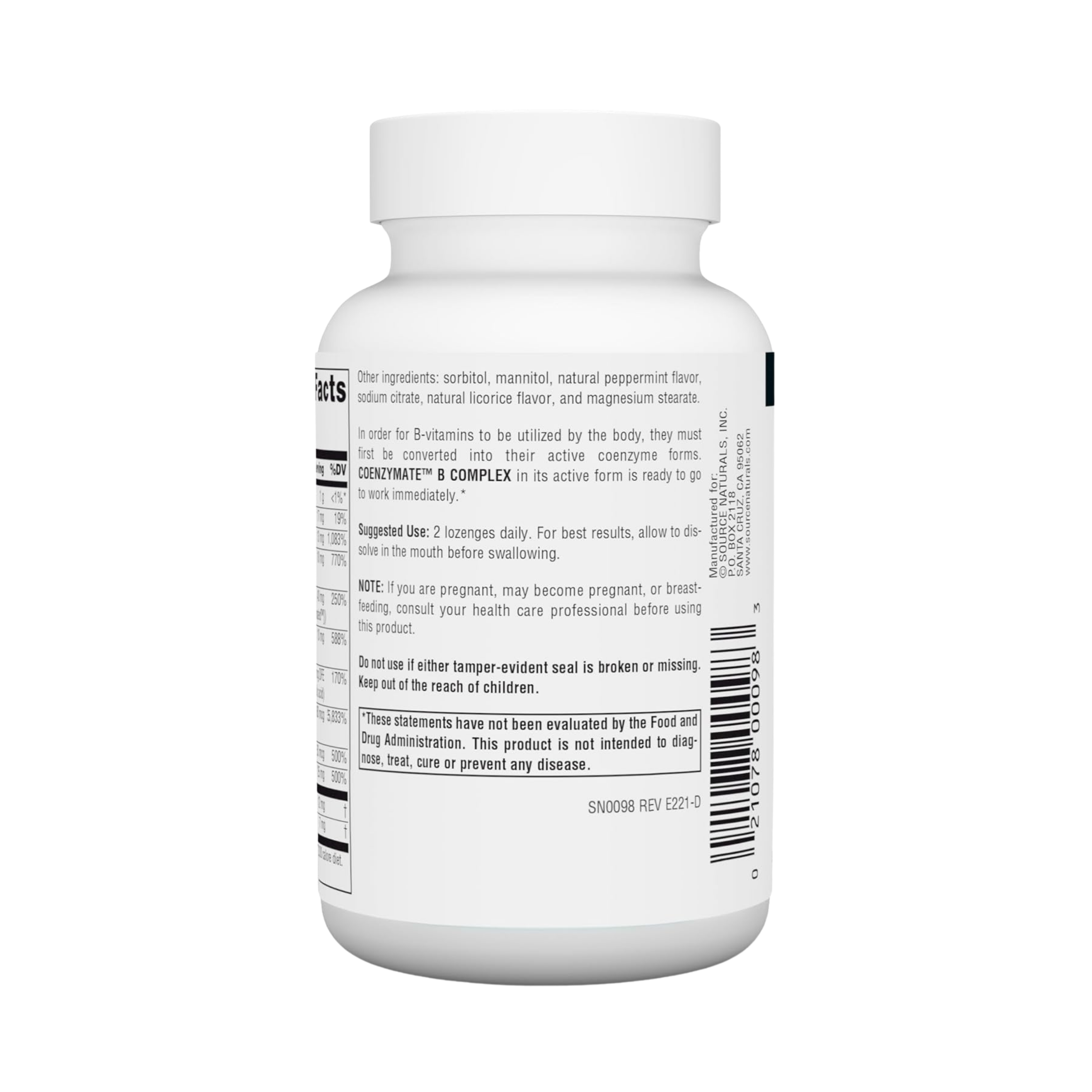 Source Naturals, Coenzymate B Complex, 120 Peppermint Lozenge