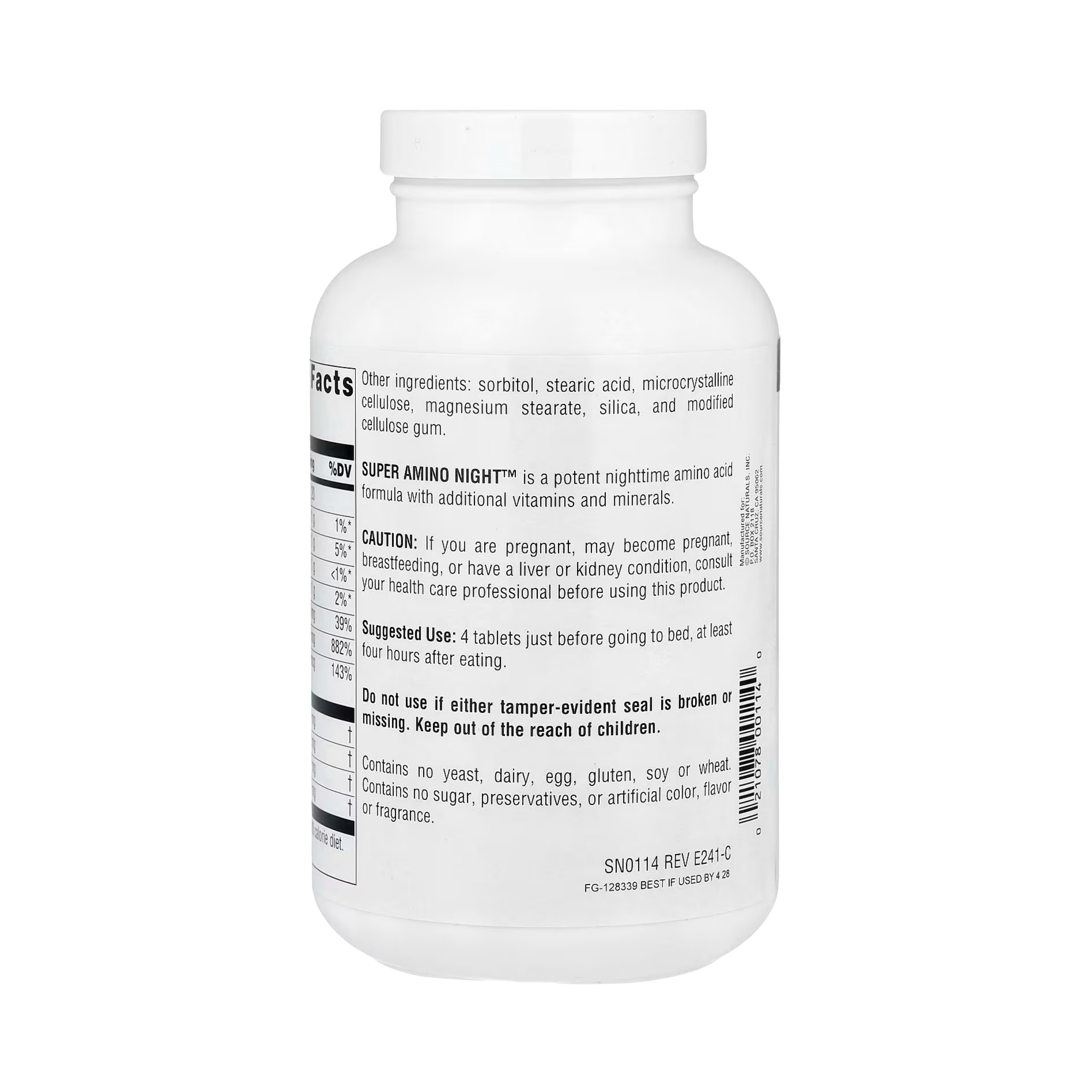 Source Naturals, Super Amino Night, 240 Tablets