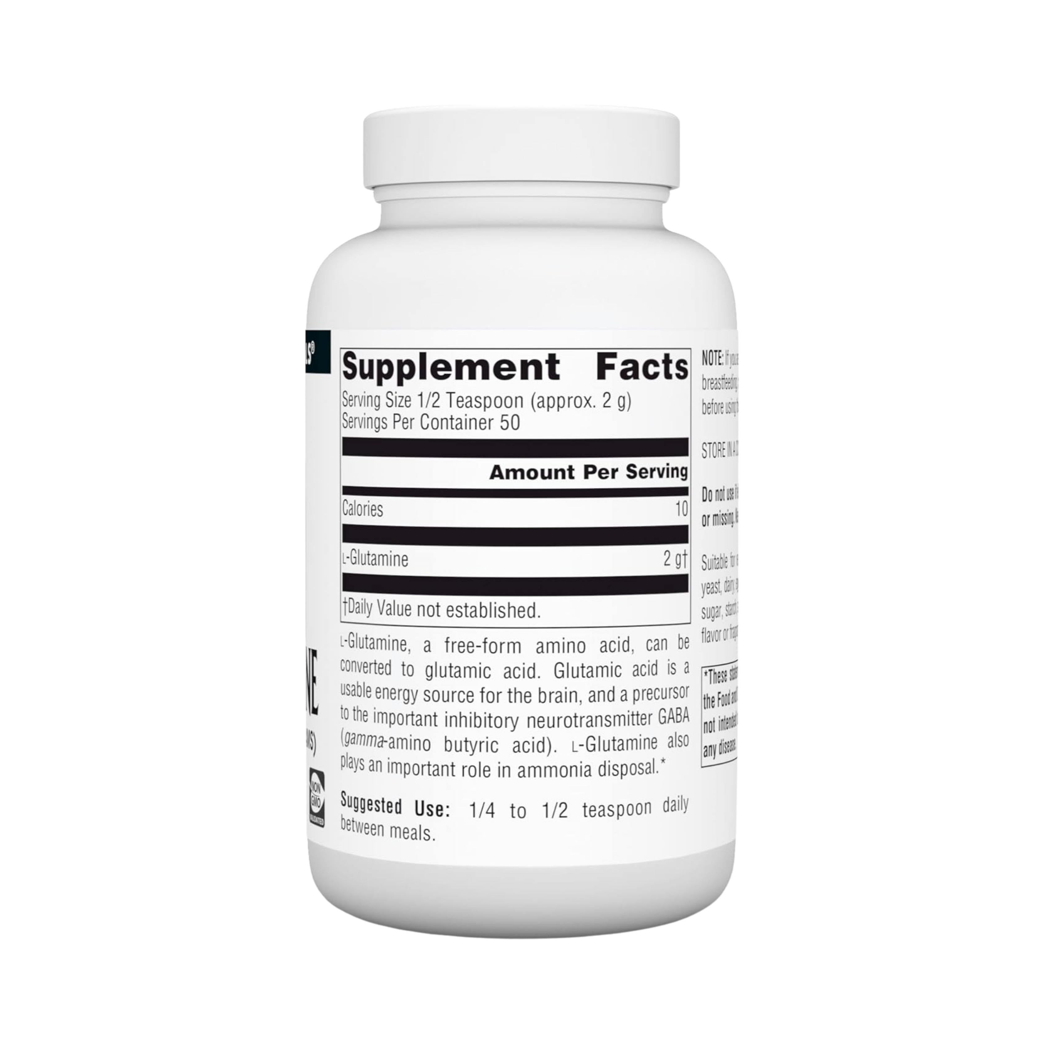 Source Naturals L-Glutamine, Free Form Amino Acid, 100 Grams Powder
