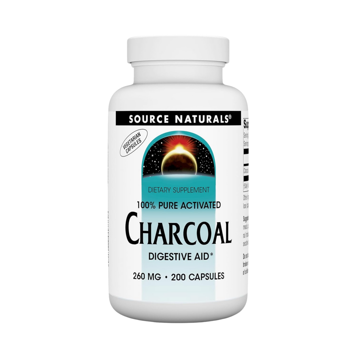 Source Naturals 100% Pure Activated Charcoal 260 Mg, 200 Capsules