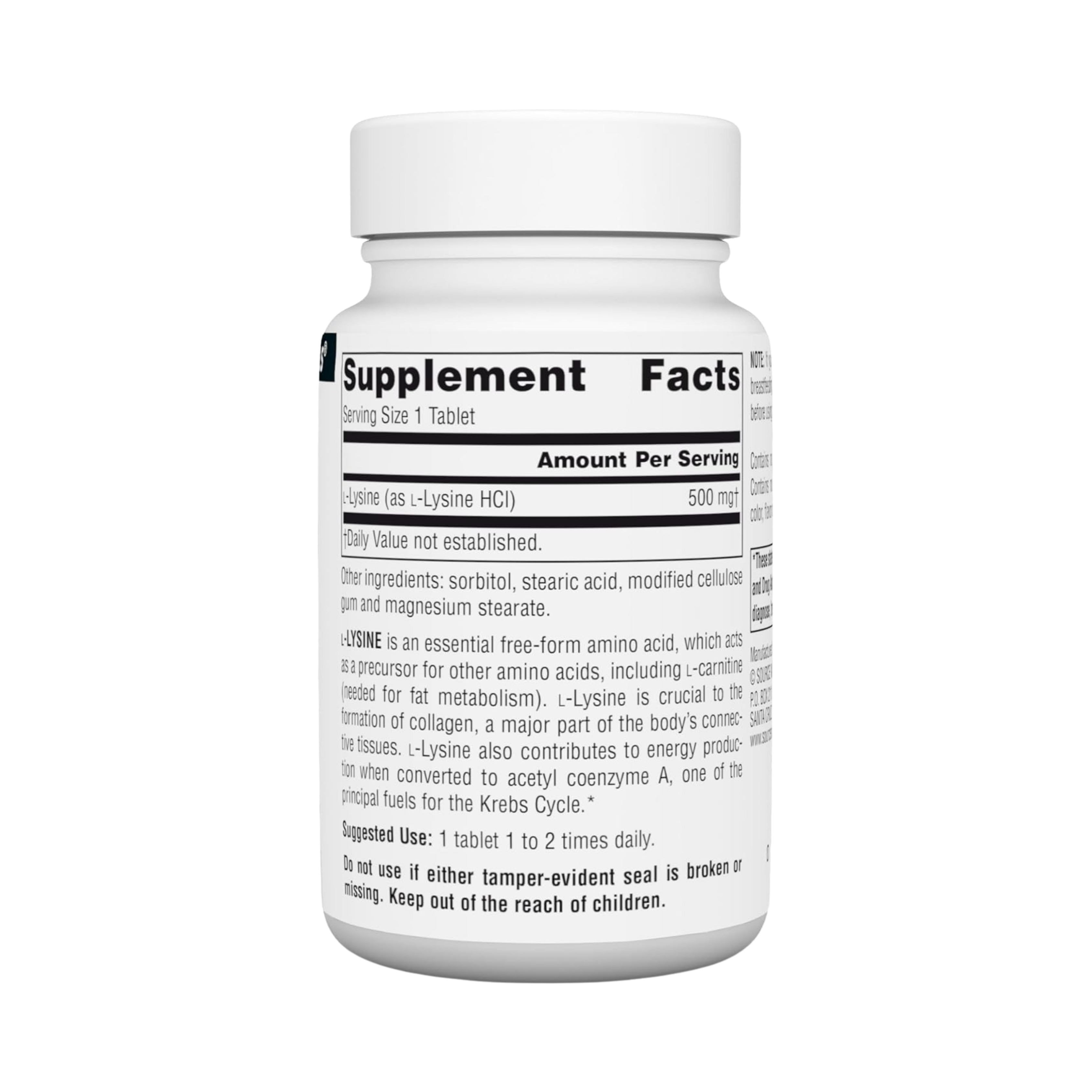 Source Naturals, L-Lysine, 500 Mg, 50 Tablets