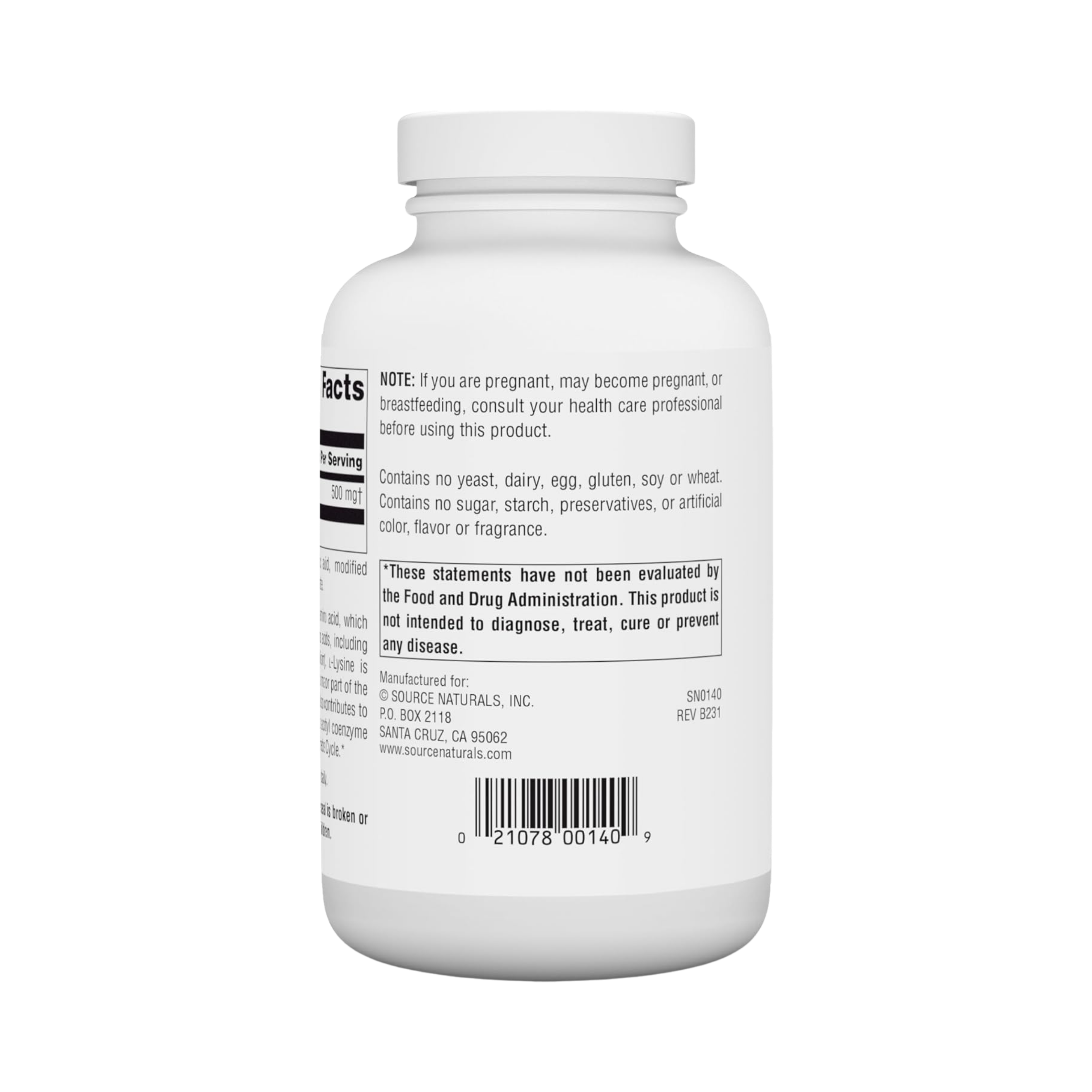Source Naturals, L-Lysine, 500 Mg, 250 Tablets
