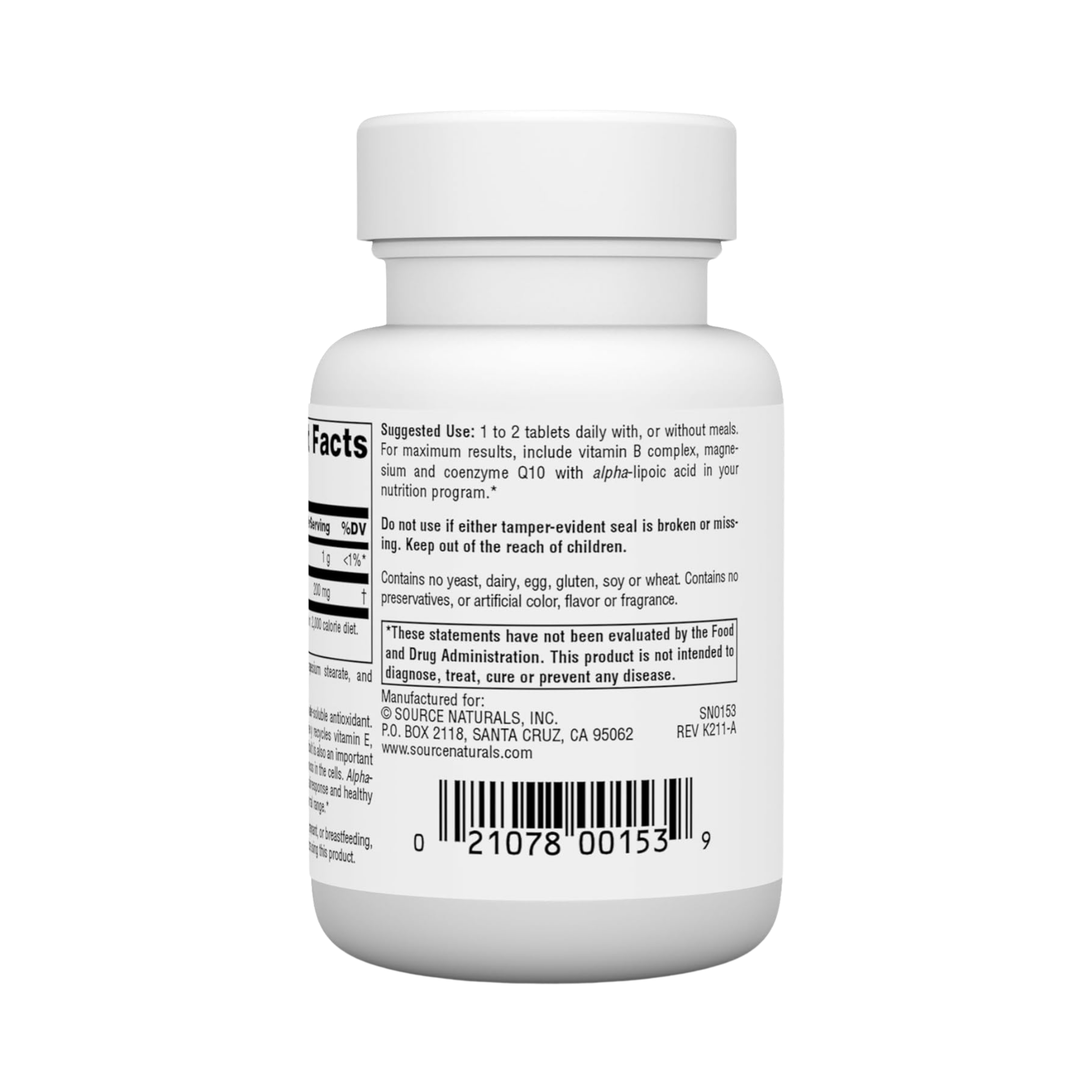 Source Naturals, Alpha Lipoic Acid, 100 Mg, 30 Tablets
