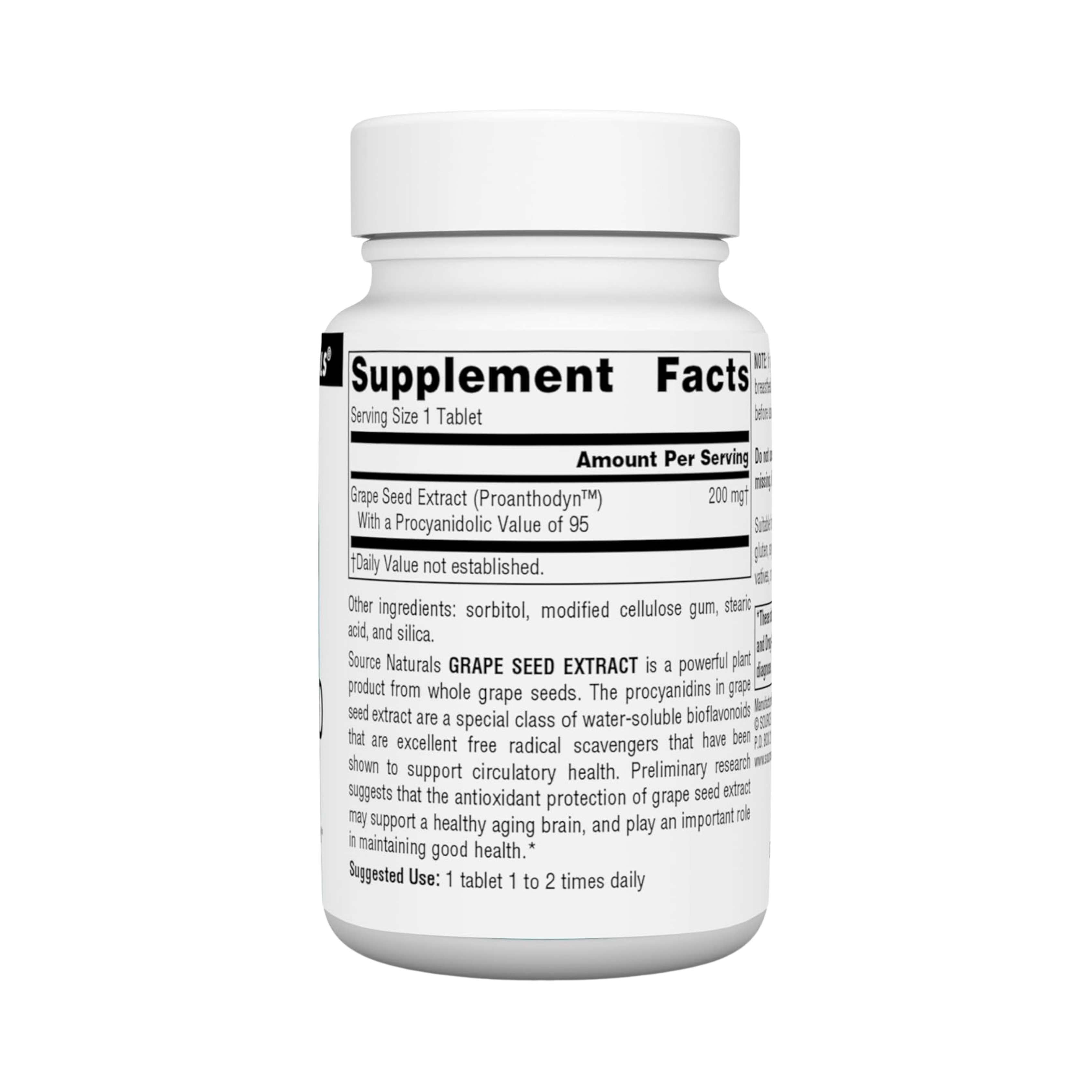 Source Naturals, Grape Seed Extract, Proanthodyn, 200 Mg, 90 Tablets