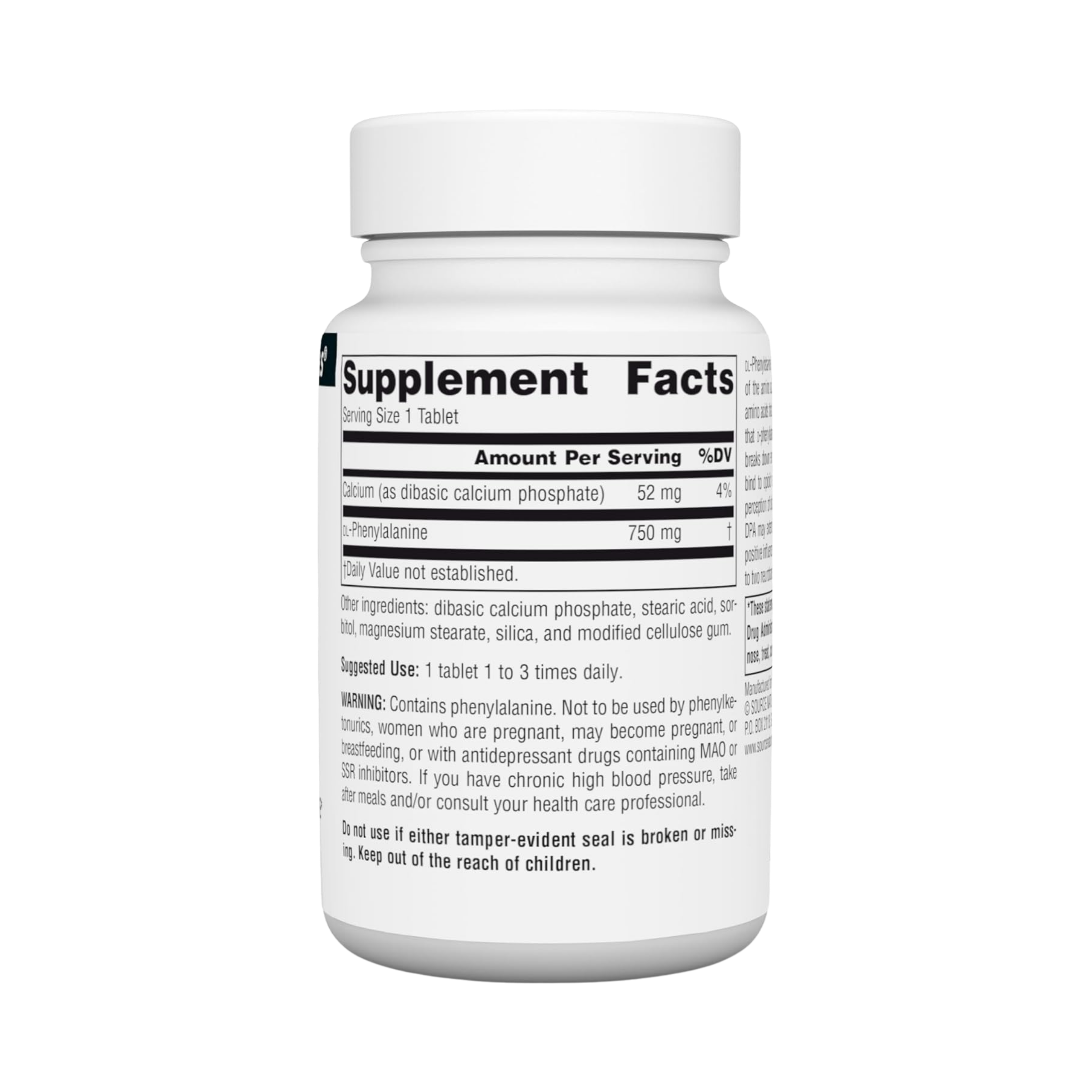 Source Naturals, DLPA, 750 Mg, 30 Tablets