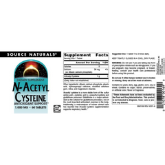 Source Naturals, N-Acetyl Cysteine, 1000 Mg, 60 Tablets