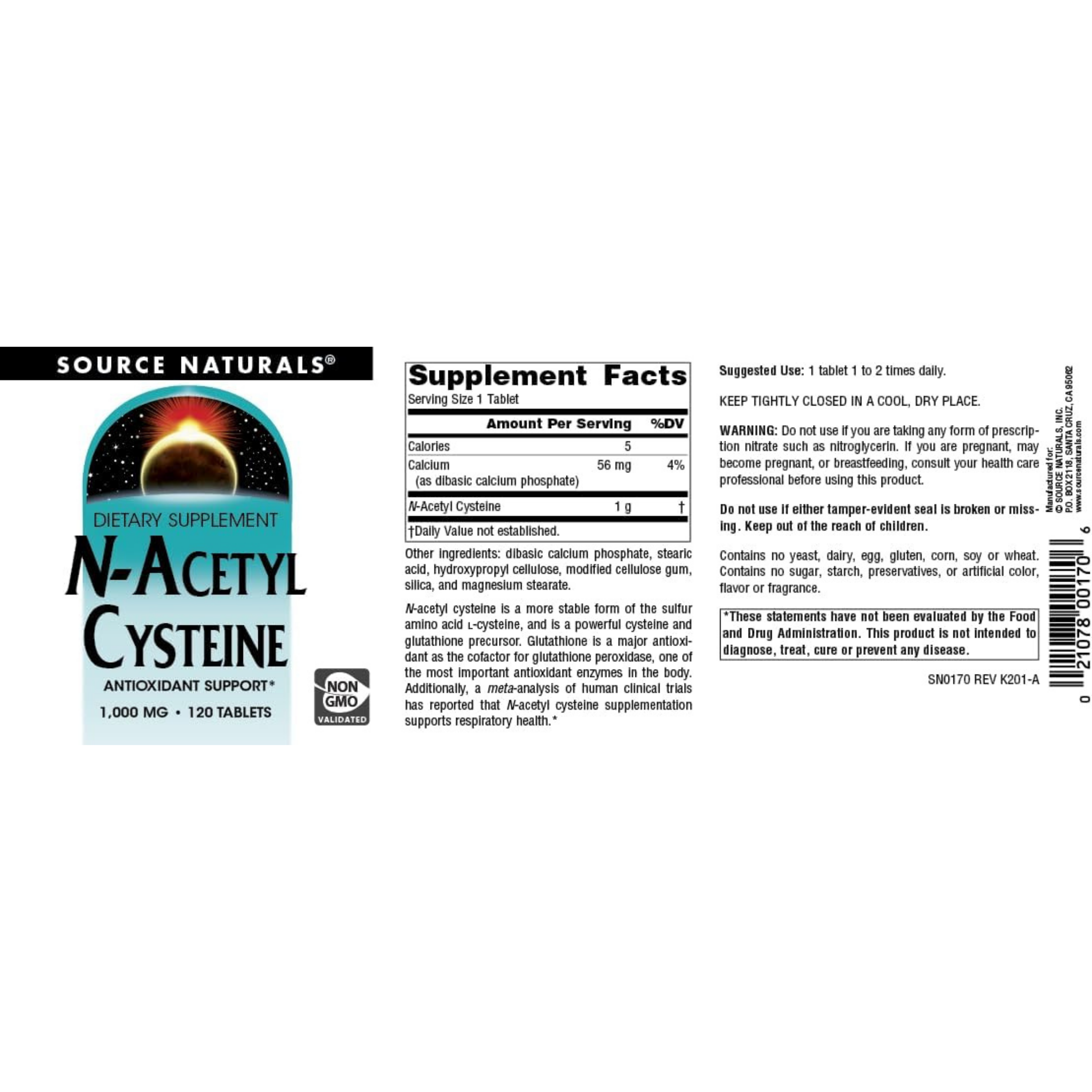 Source Naturals, N-Acetyl Cysteine, 1000 Mg, 120 Tablets