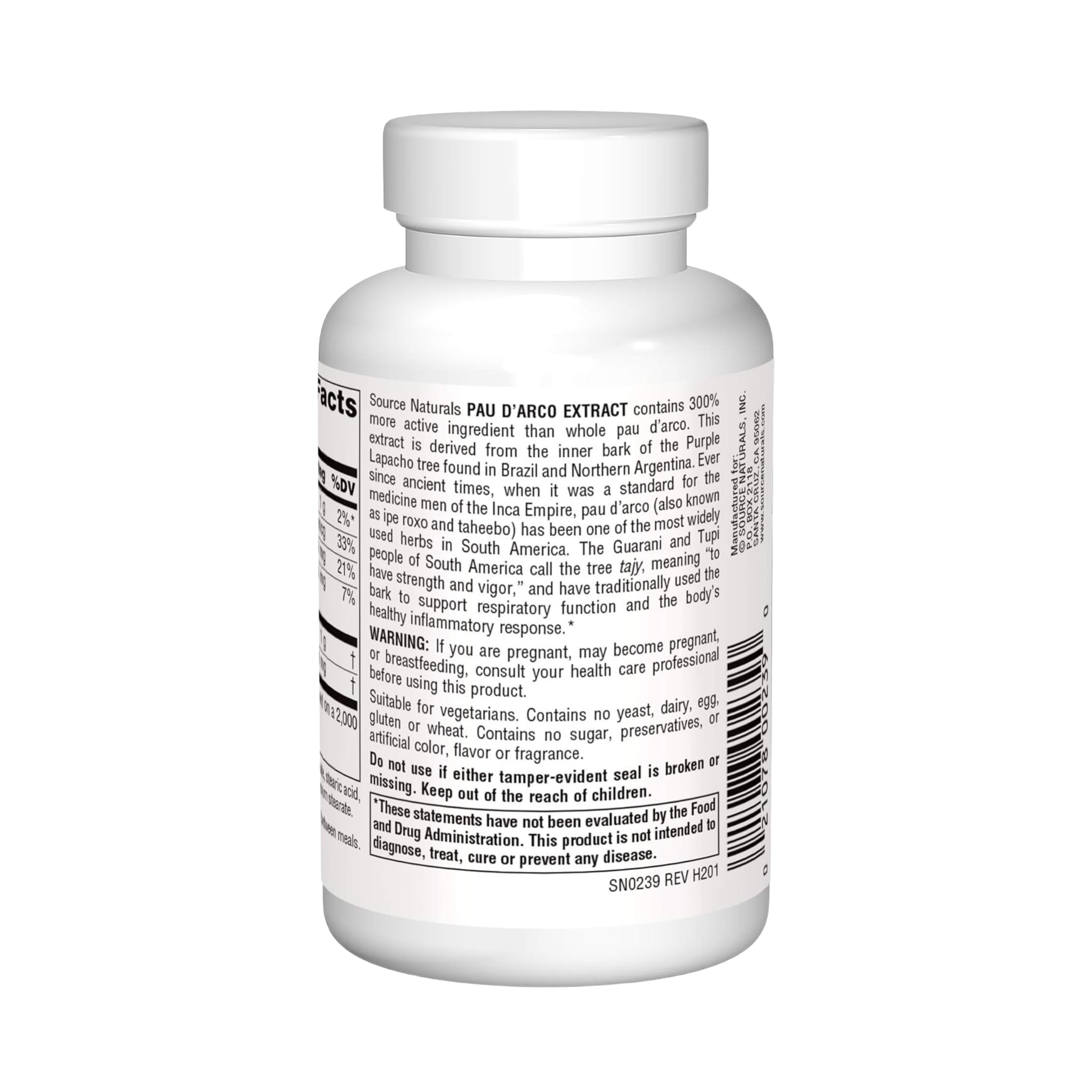 Source Naturals, Pau D'Arco Extract, 500 Mg, 100 Tablets