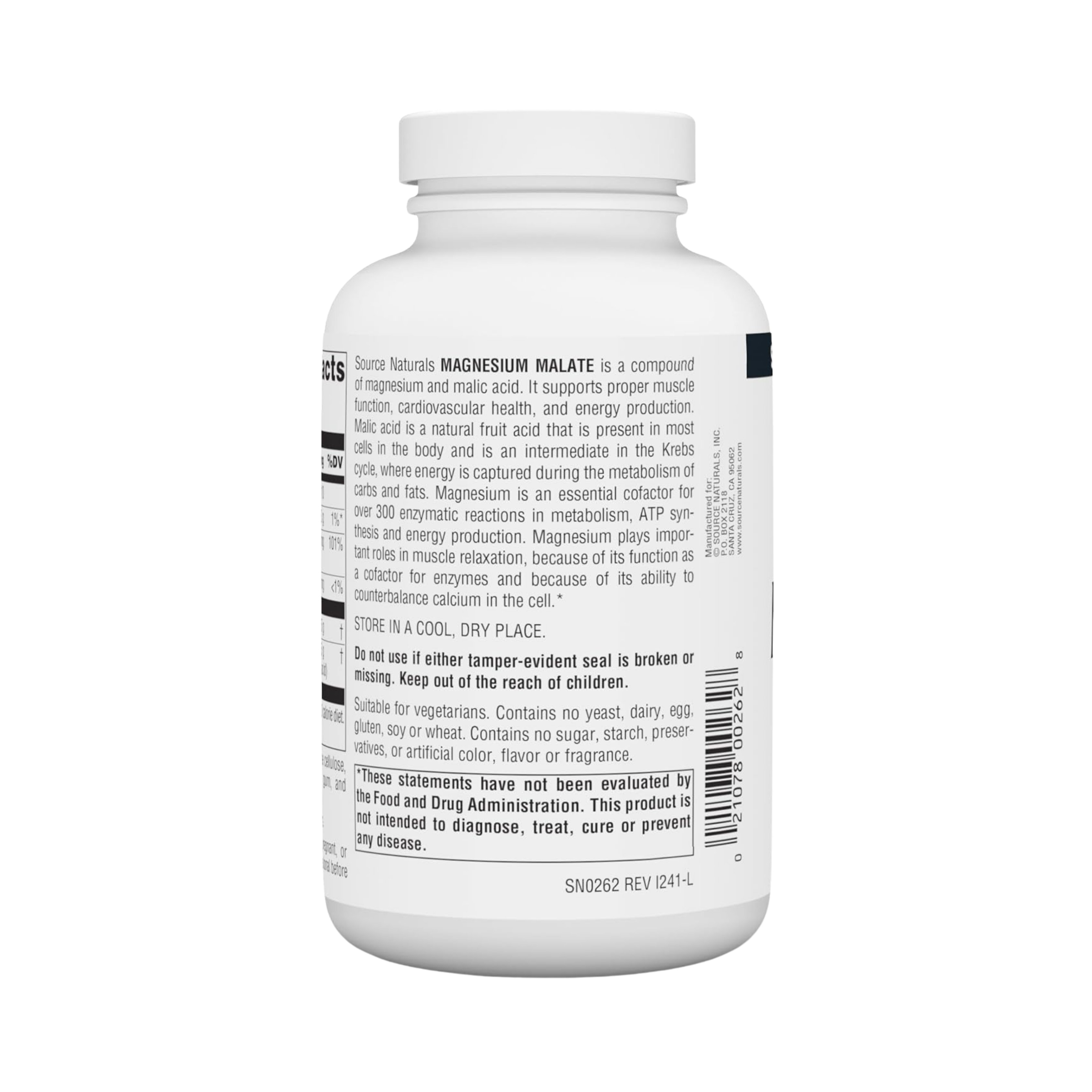 Source Naturals, Magnesium Malate, 1250 Mg, 180 Tablets