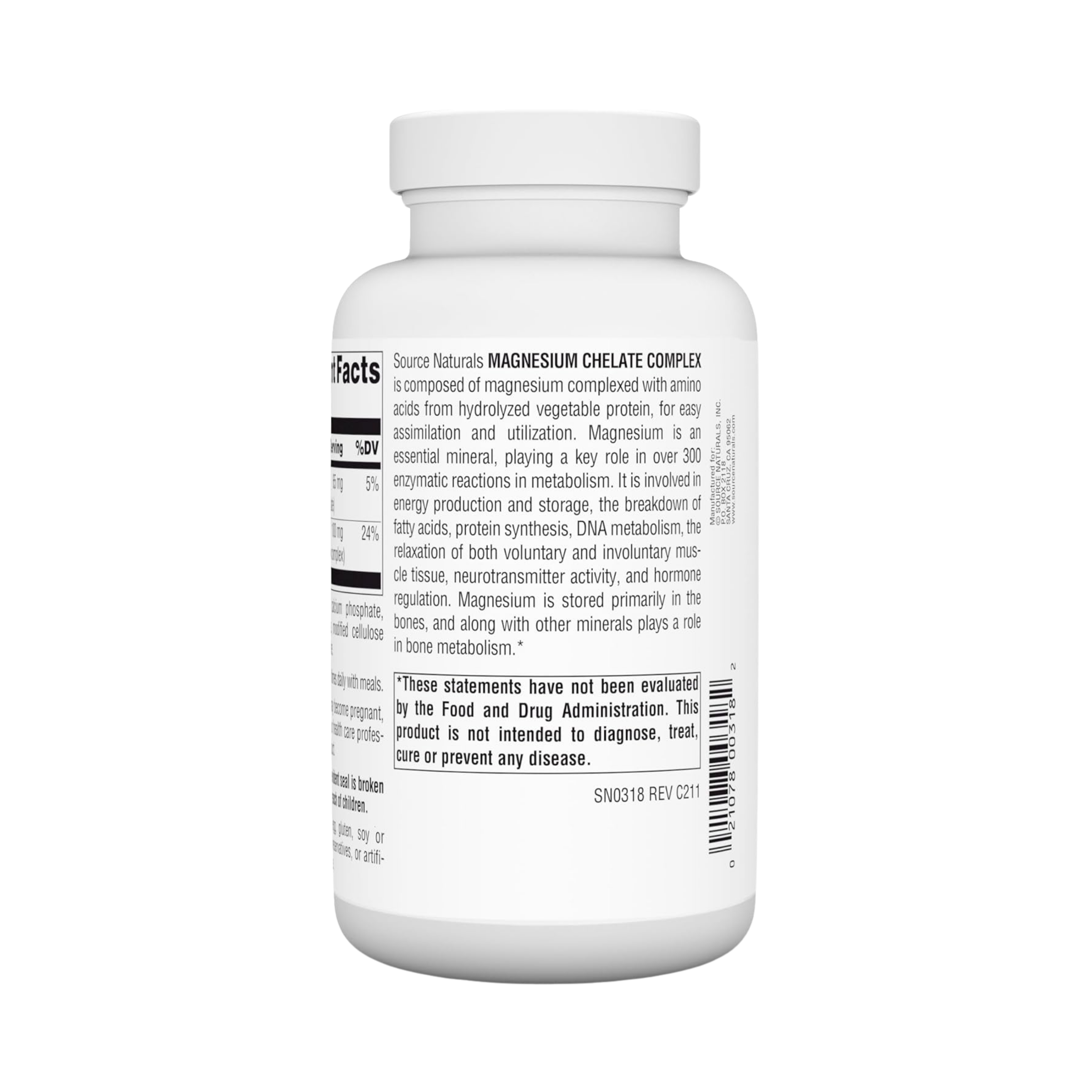 Source Naturals, Magnesium Chelate Complex, 250 Tablets