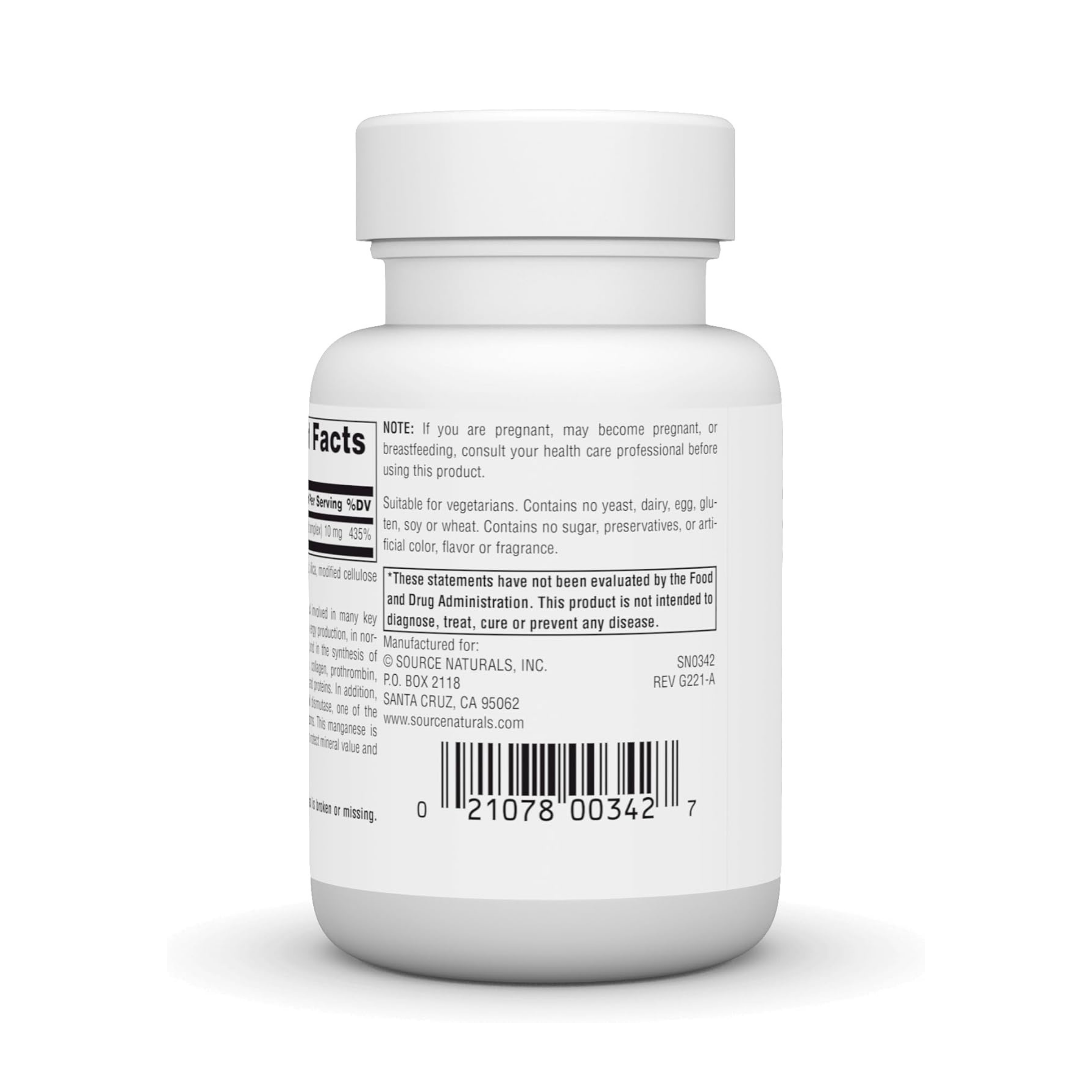Source Naturals, Manganese, 10 Mg, 100 Tablets