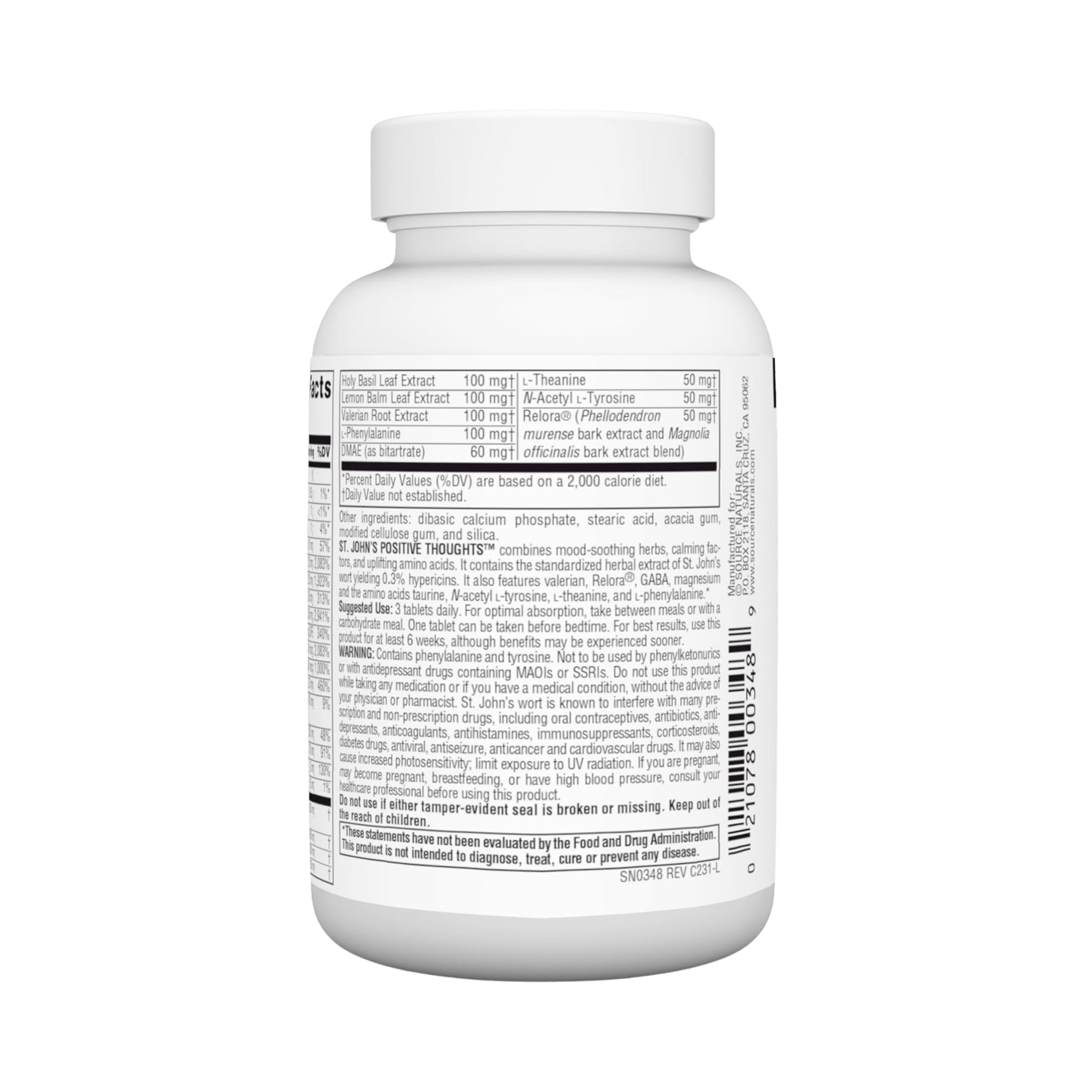 Source Naturals, St. John's Positive Thoughts, 45 Tablets