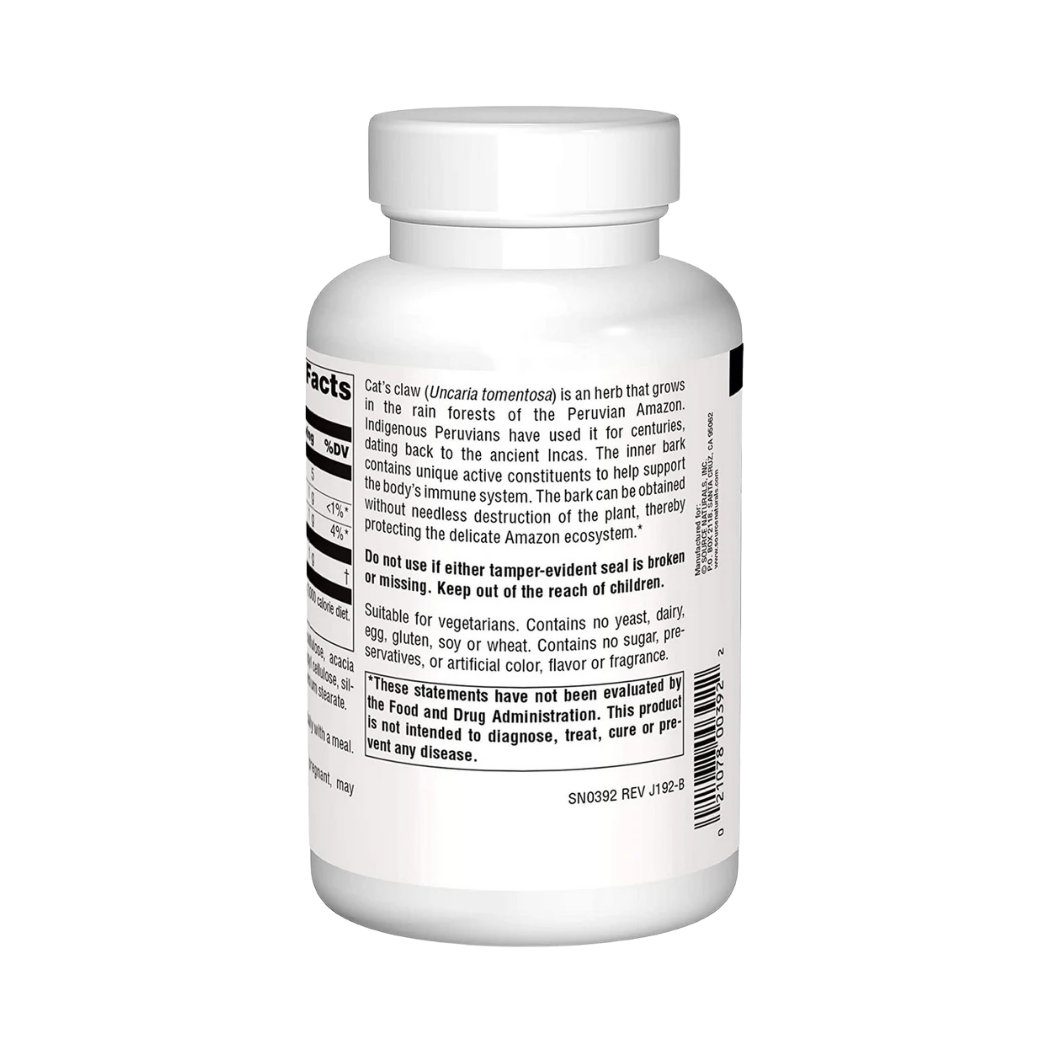 Source Naturals, Cat's Claw Bark Una de Gato, 1000 Mg, 120 Tablets