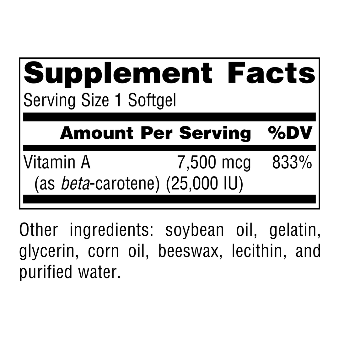 Source Naturals, Beta Carotene, 25000 IU, 100 Softgels