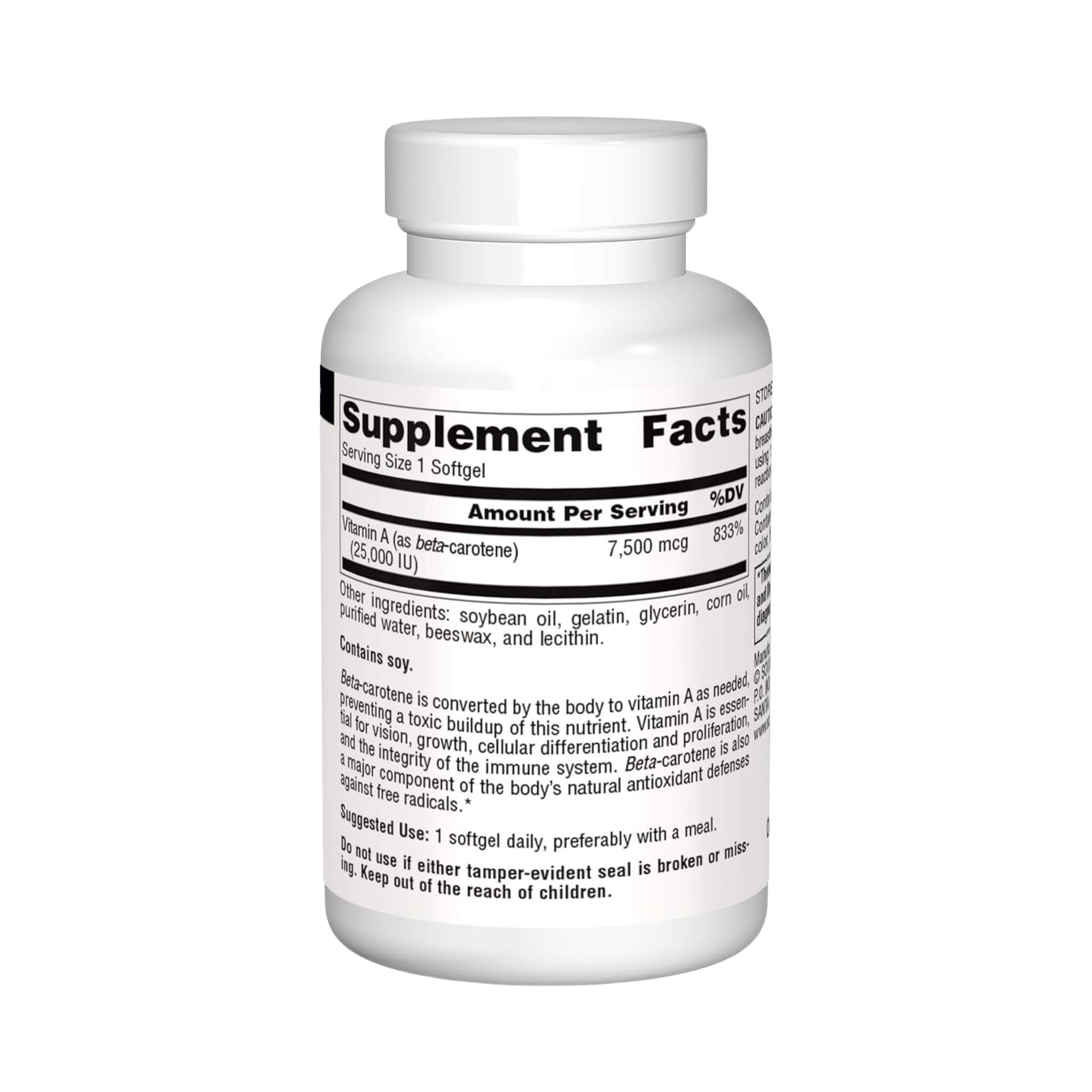 Source Naturals, Beta Carotene, 25000 IU, 100 Softgels