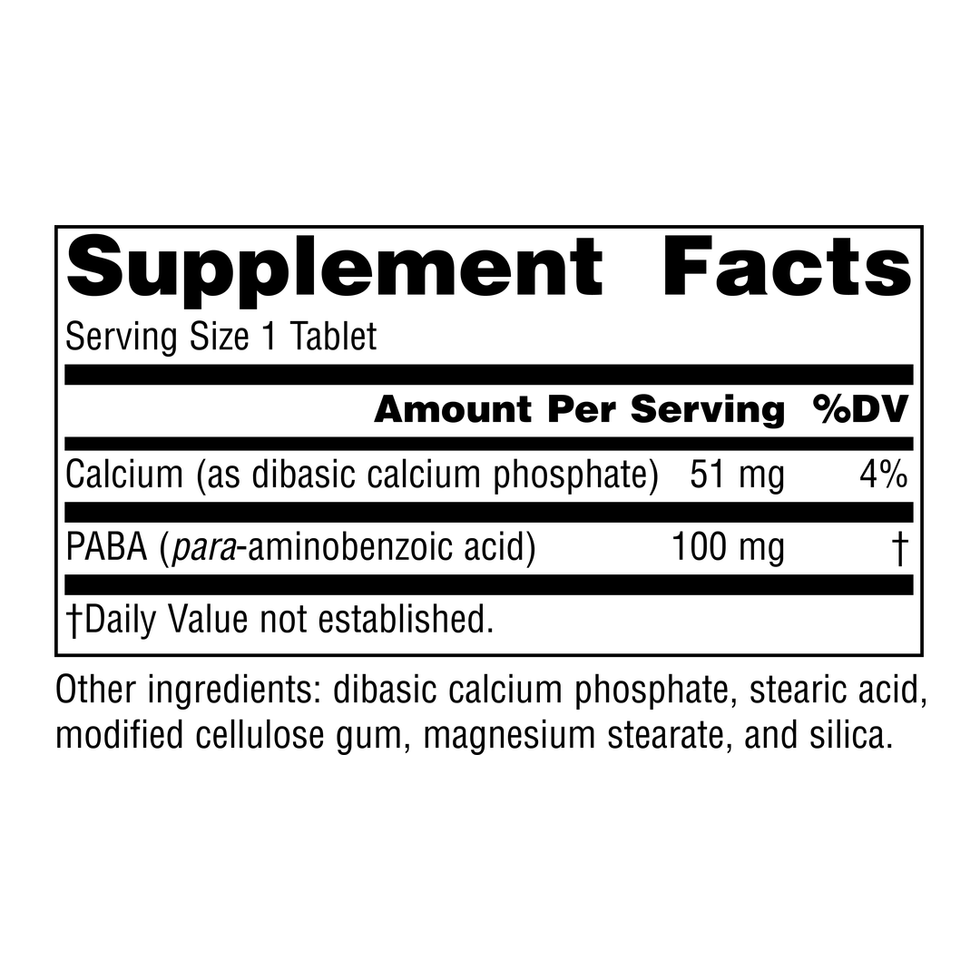 Source Naturals, PABA, 100 Mg, 250 Tablets