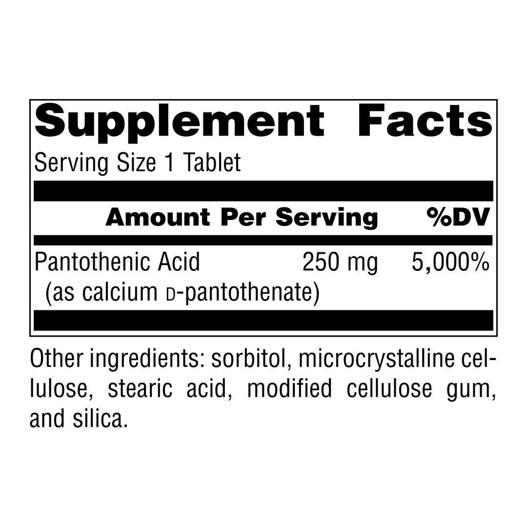 Source Naturals, Pantothenic Acid, 250 Mg, 100 Tablets