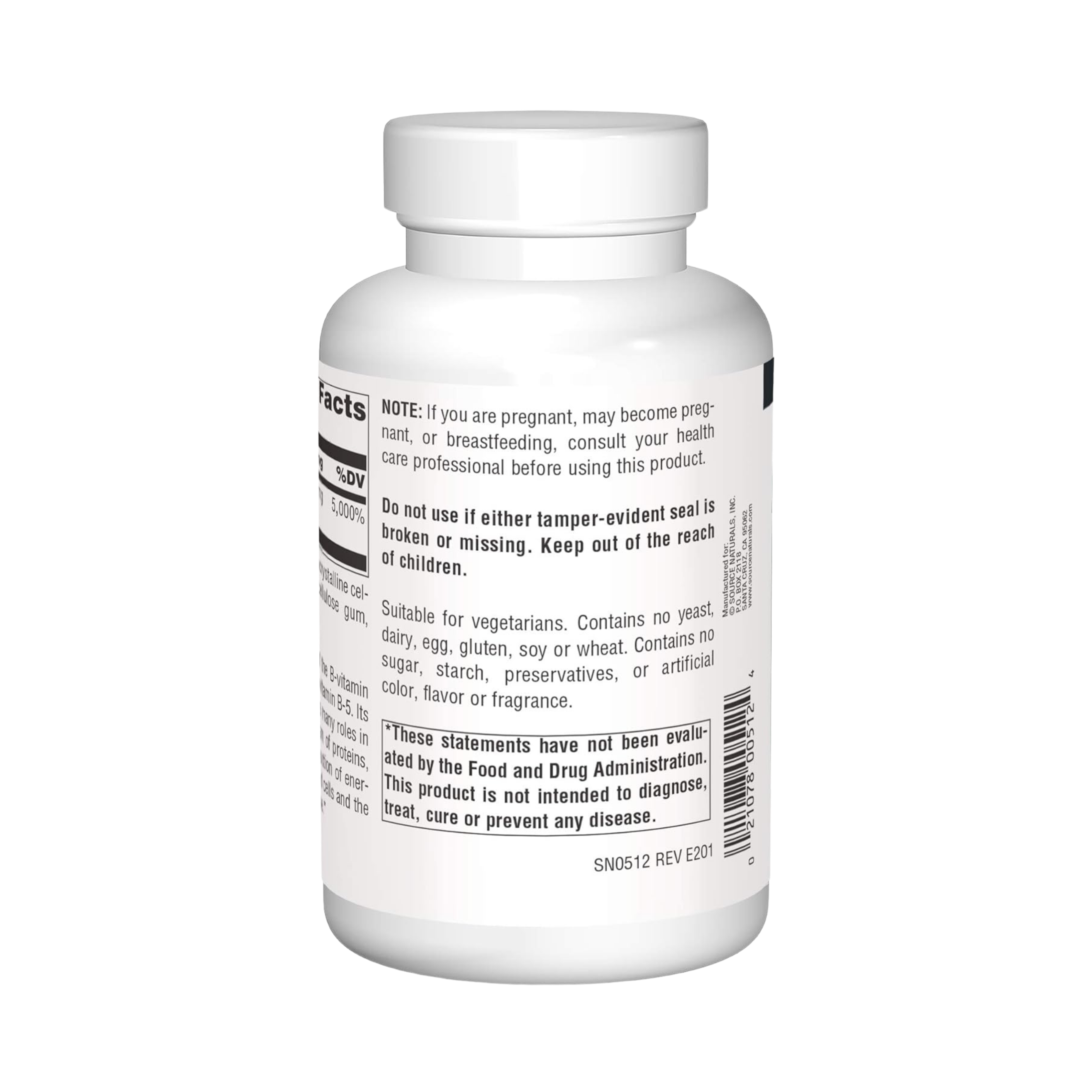 Source Naturals, Pantothenic Acid, 250 Mg, 250 Tablets