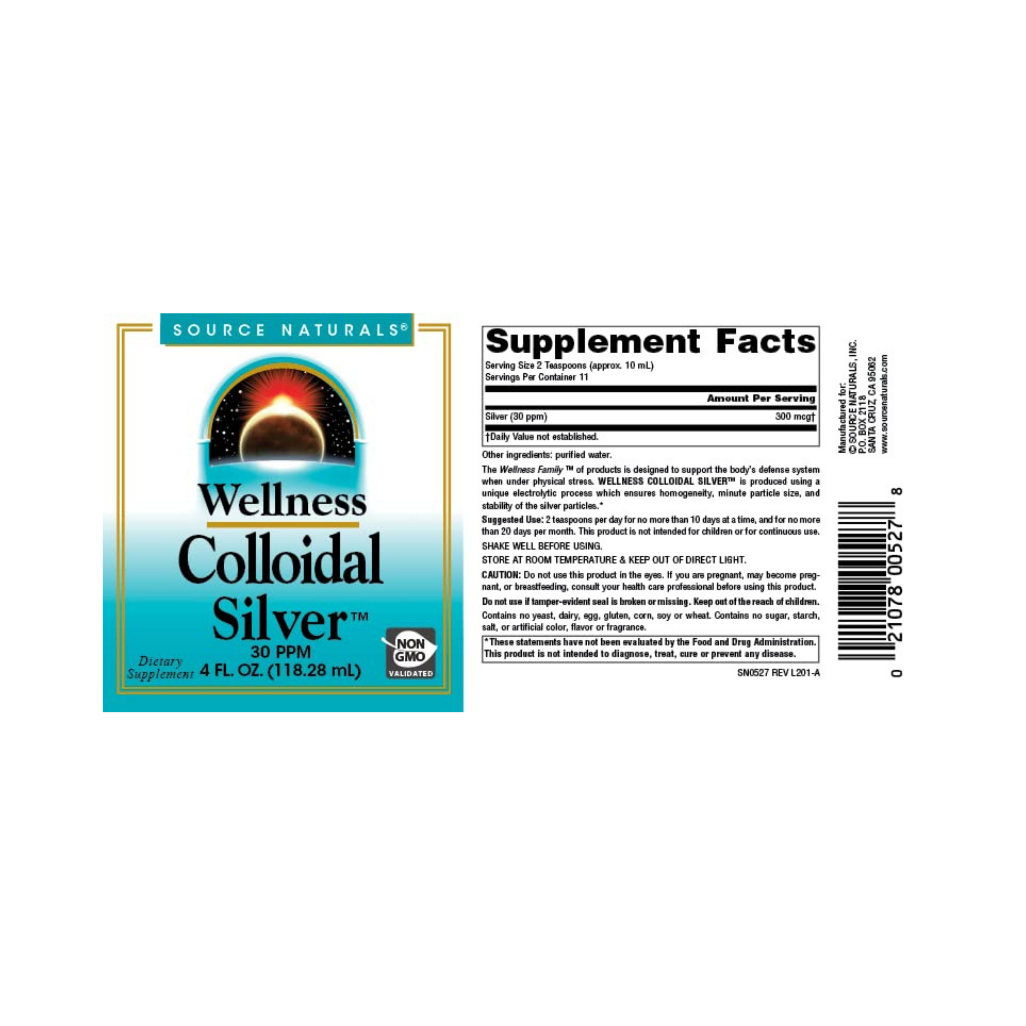 Source Naturals, Wellness Colloidal Silver, 30 Ppm, 4 Oz Liquid