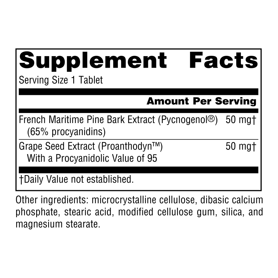 Source Naturals, Pycnogenol and Grape Seed Extract, 100 Mg, 60 Tablets
