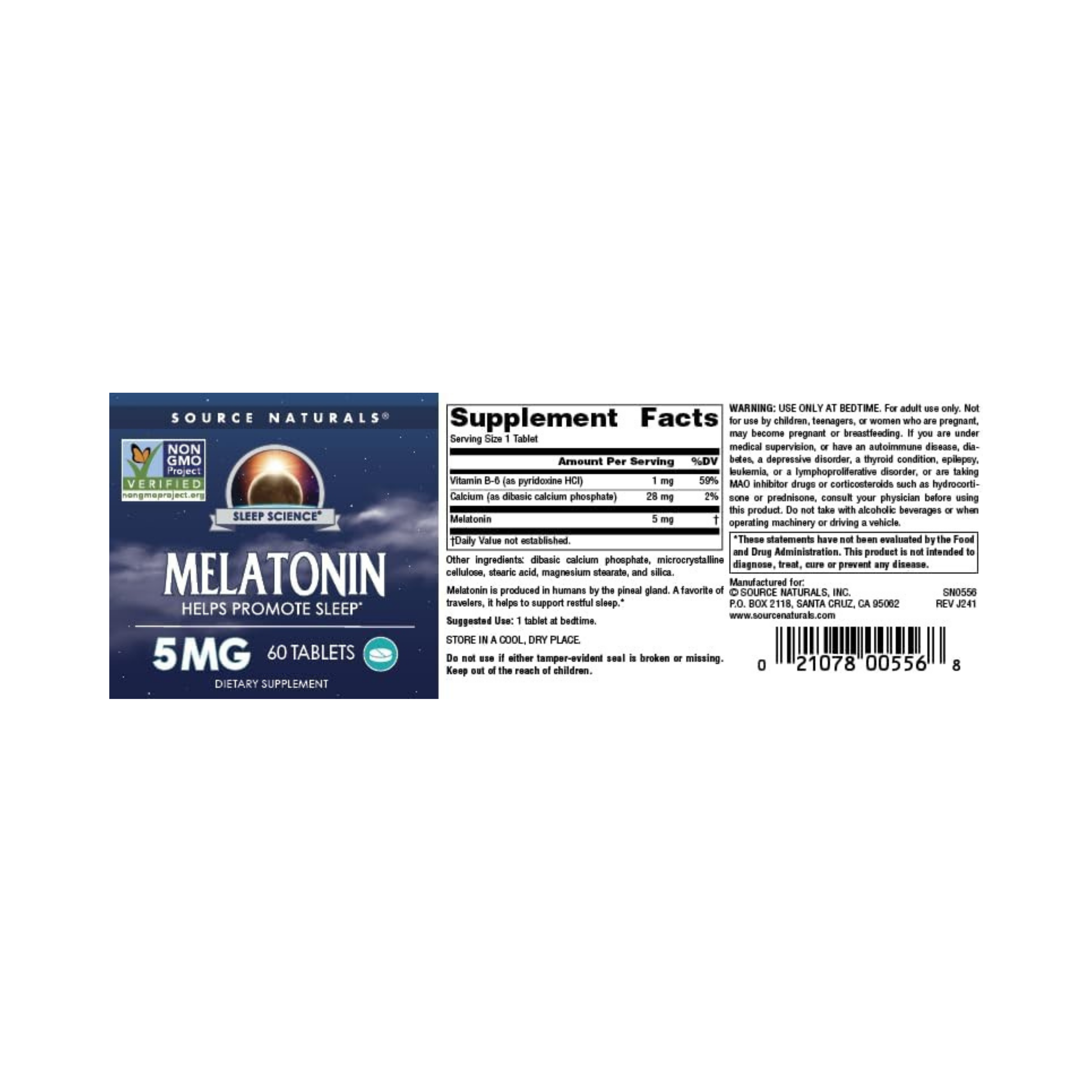 Source Naturals, Sleep Science Melatonin, 5 Mg, 60 Tablets