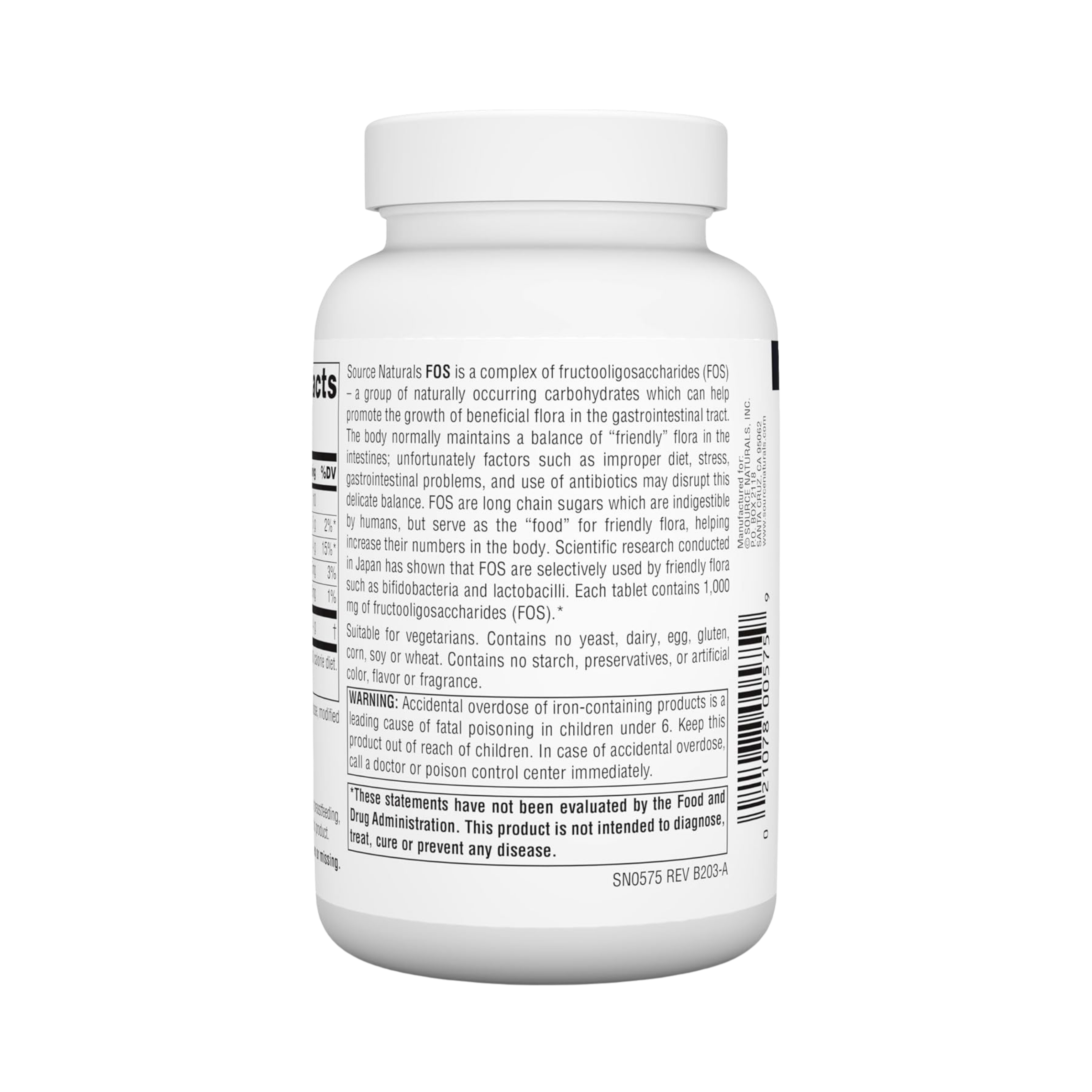 Source Naturals, FOS, 1000 Mg, 100 Tablets