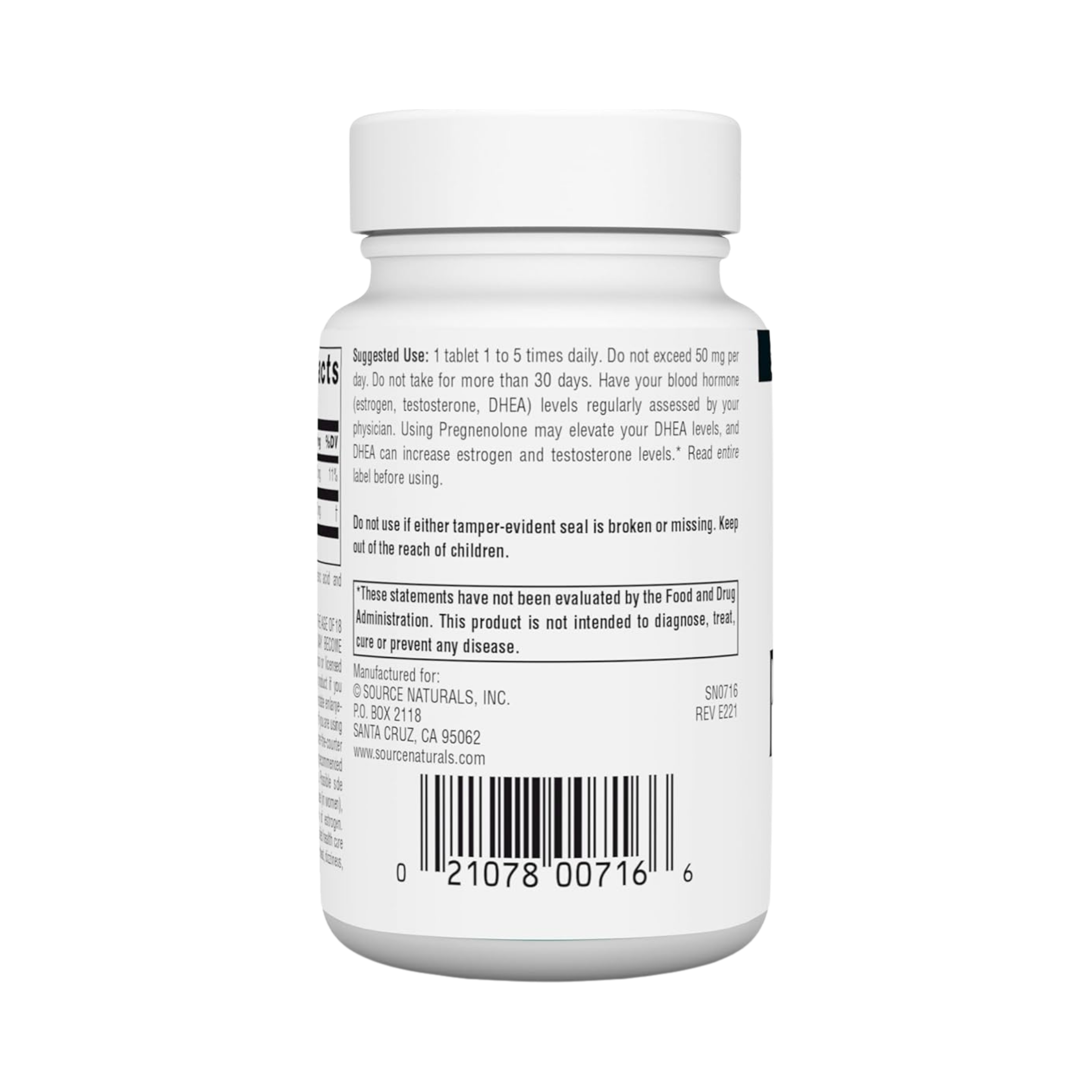 Source Naturals, Pregnenolone, 10 Mg, 60 Tablets