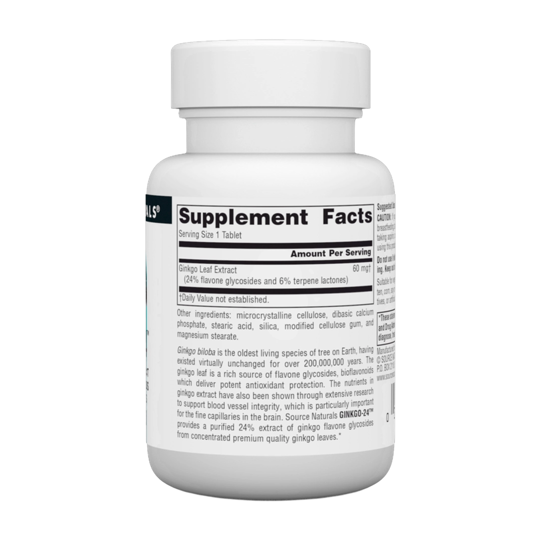Source Naturals, Ginkgo 24 Ginkgo Biloba Ext, 60 Mg, 60 ct