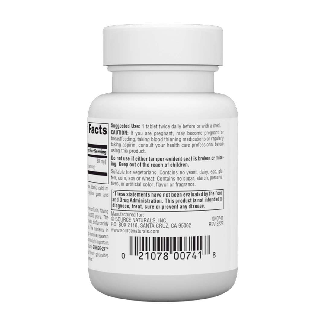 Source Naturals, Ginkgo 24 Ginkgo Biloba Ext, 60 Mg, 60 ct