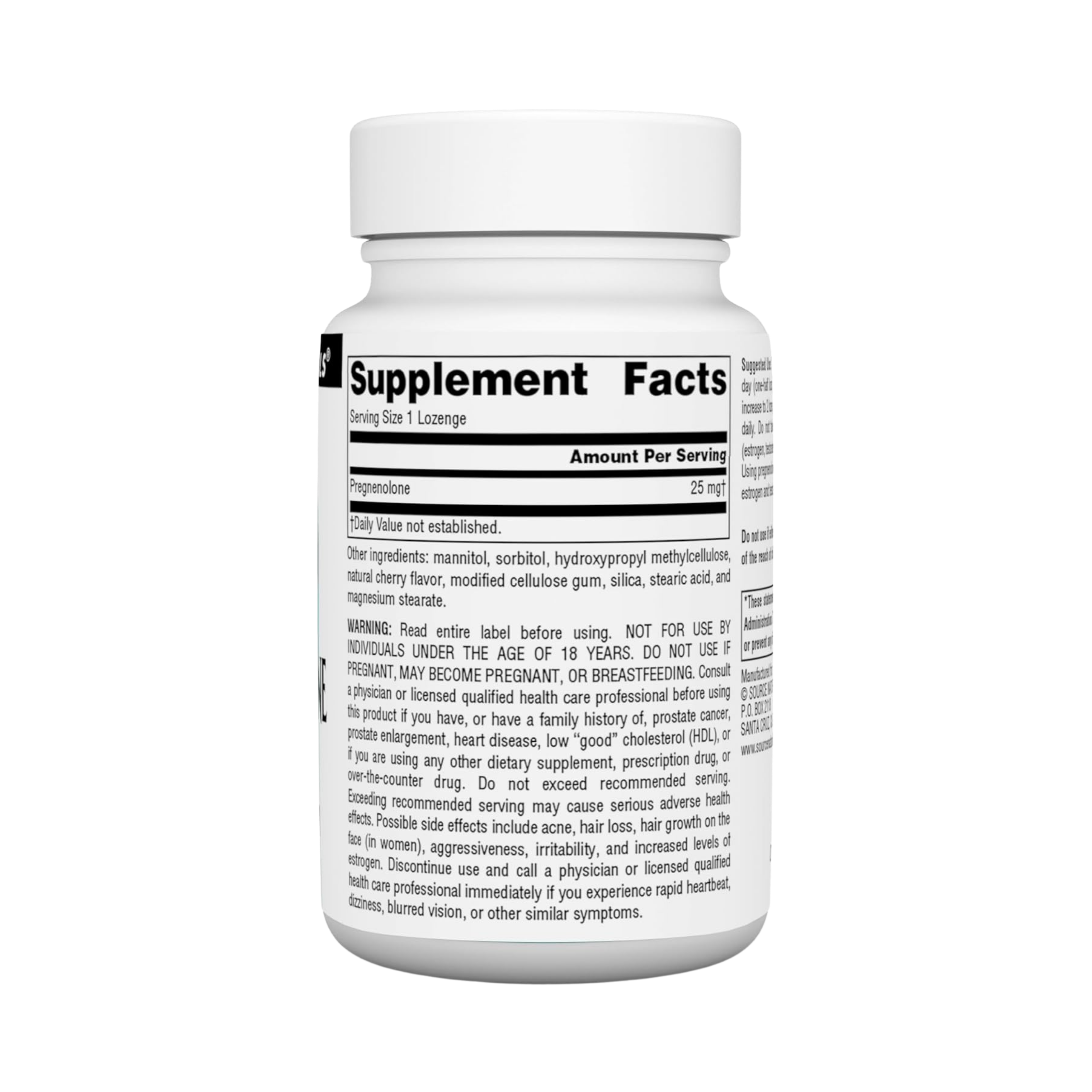 Source Naturals, Pregnenolone, 25 Mg, 120 Cherry Lozenge