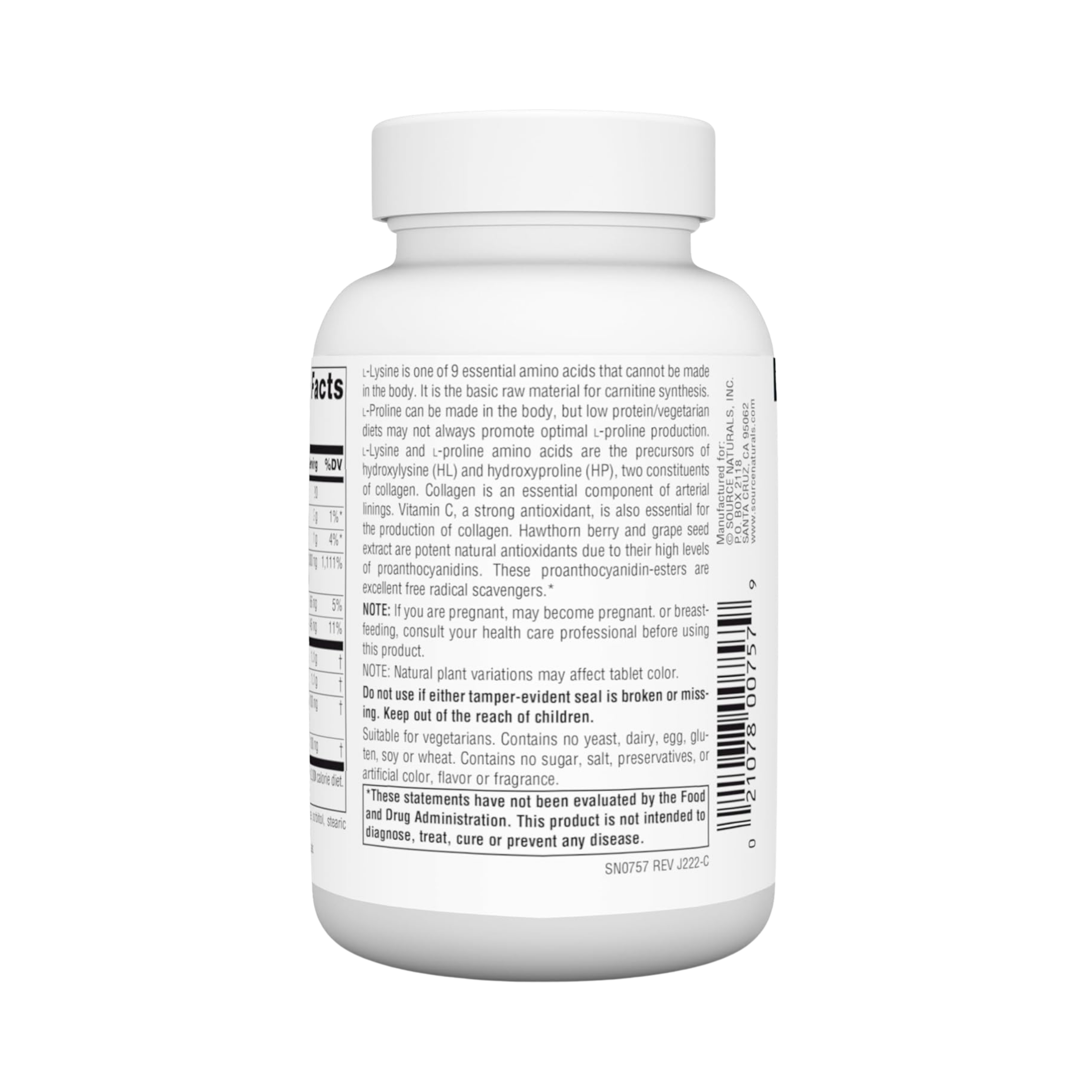 Source Naturals, Proline & Lysine, 550 Mg, 60 Tablets