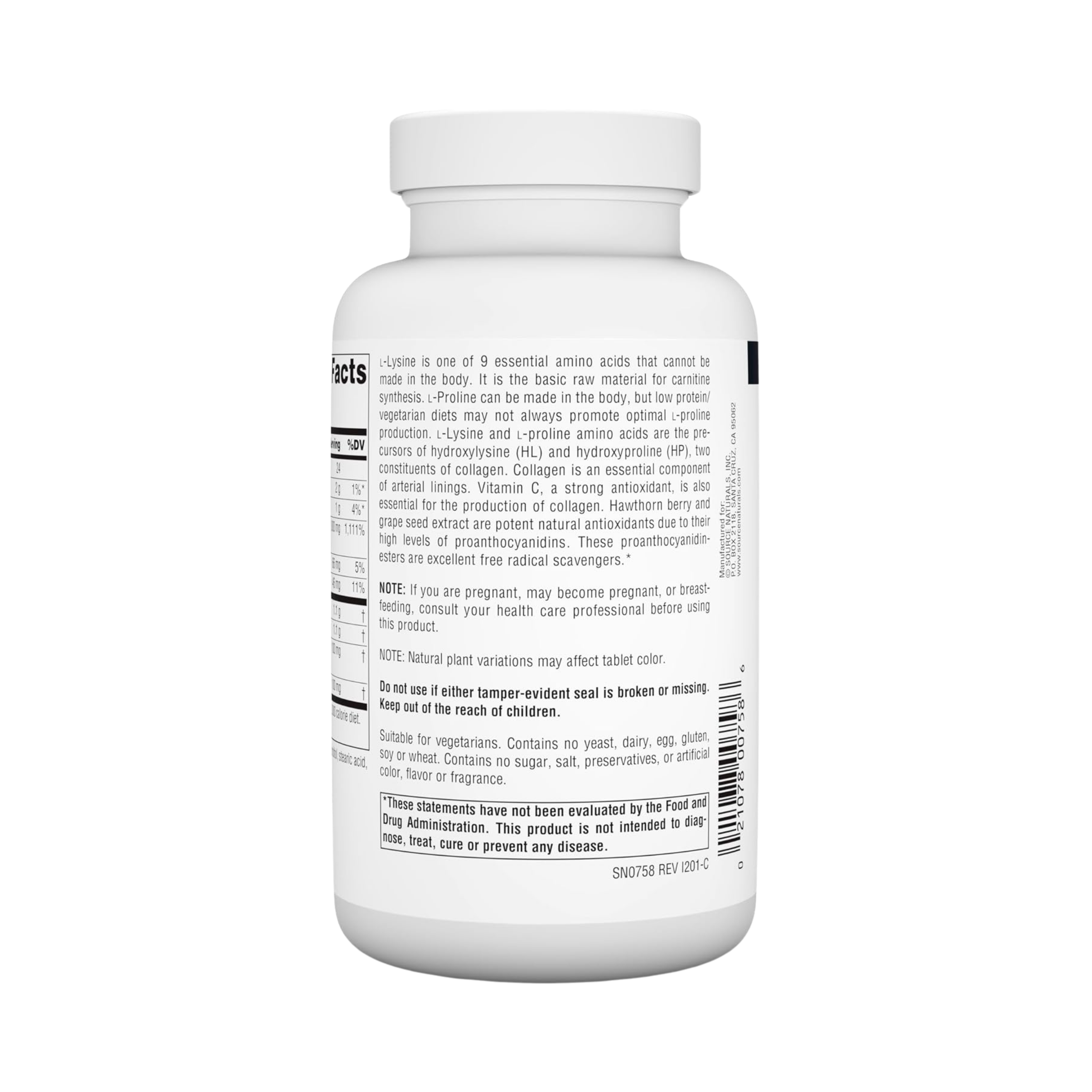 Source Naturals, Proline & Lysine, 550 Mg, 120 Tablets
