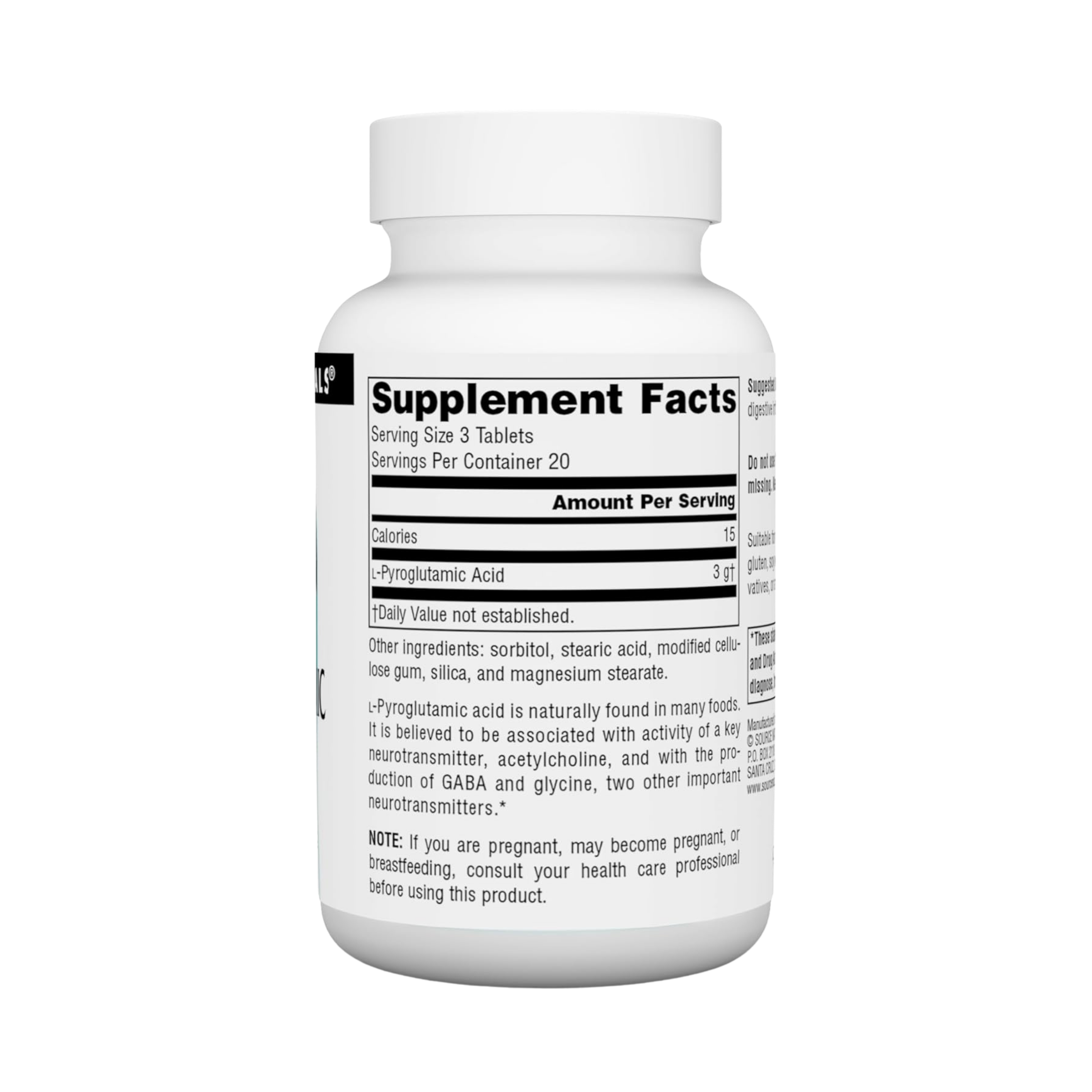 Source Naturals, L-Pyroglutamic Acid Dietary Supplement, 60 Tablets