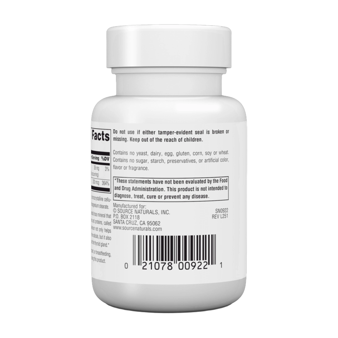 Source Naturals, Selenium, Yeast Free, 200 Mcg, 60 Tablets