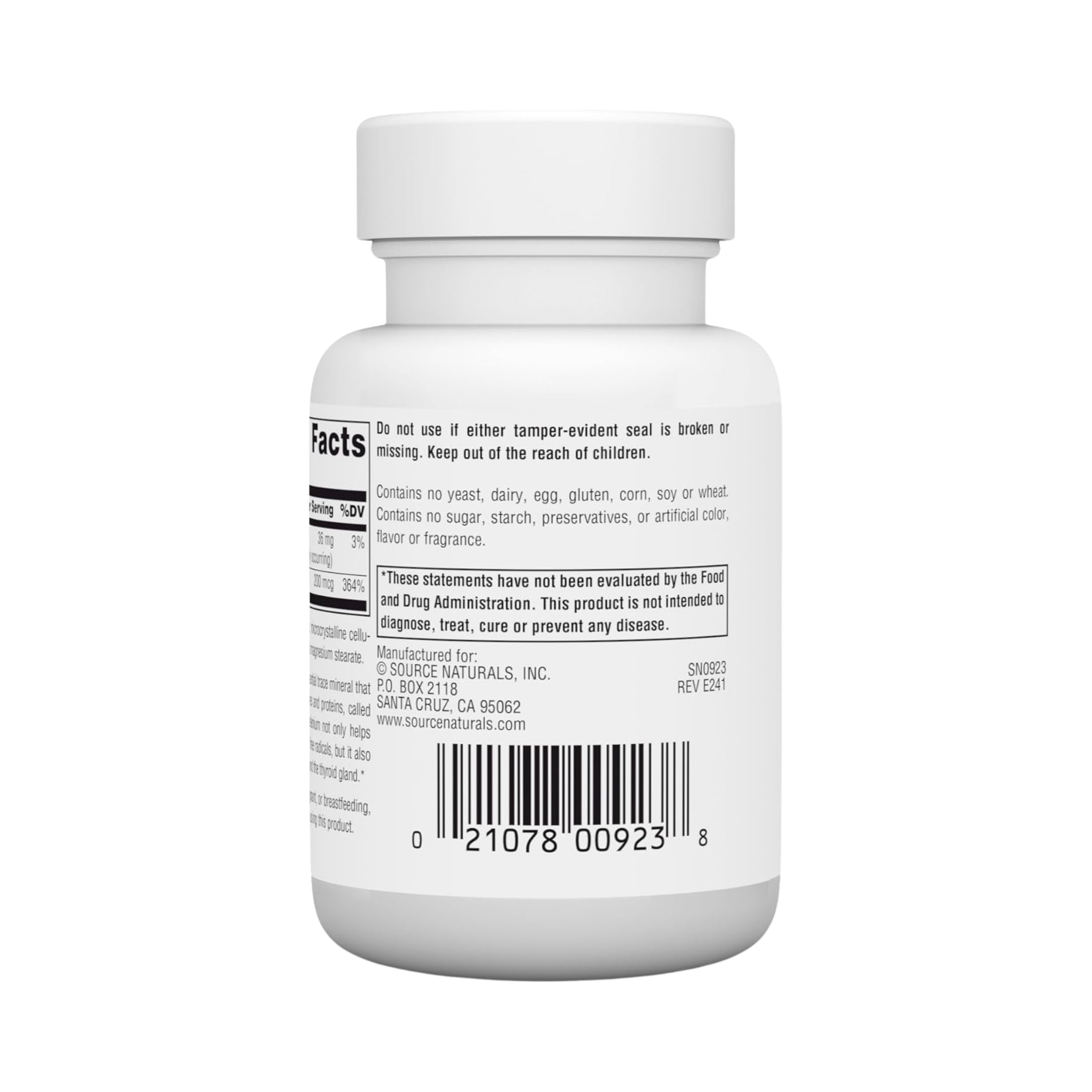 Source Naturals, Selenium, Yeast Free, 200 Mcg, 120 Tablets