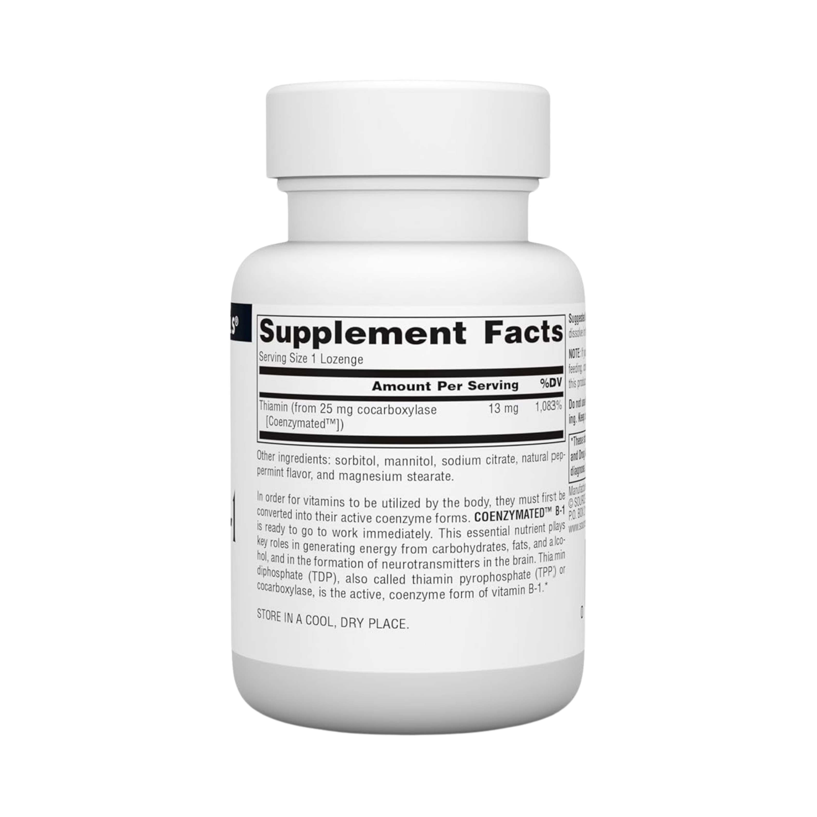 Source Naturals, Coenzymated B-1, 60 Peppermint Lozenge