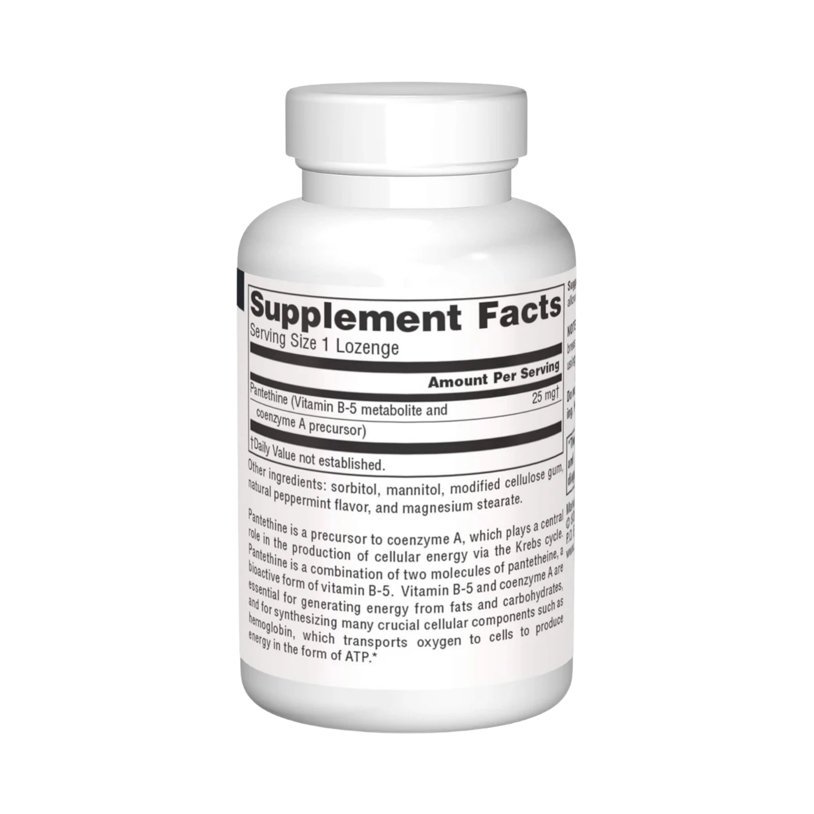 Source Naturals, Pantethine, 25 Mg, 60 Lozenge