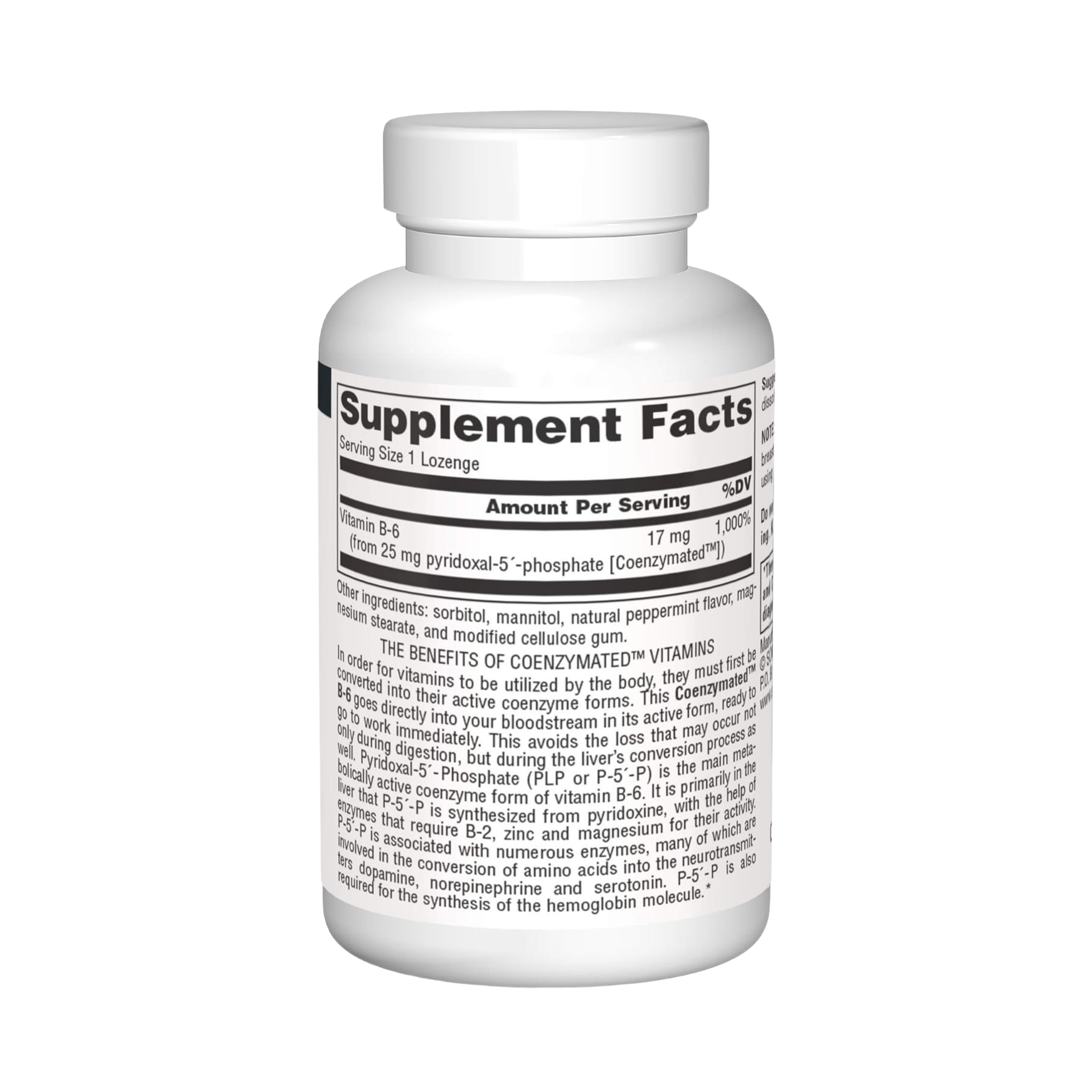 Source Naturals, Coenzymated, B-6, 25 Mg, 30 Peppermint Lozenge