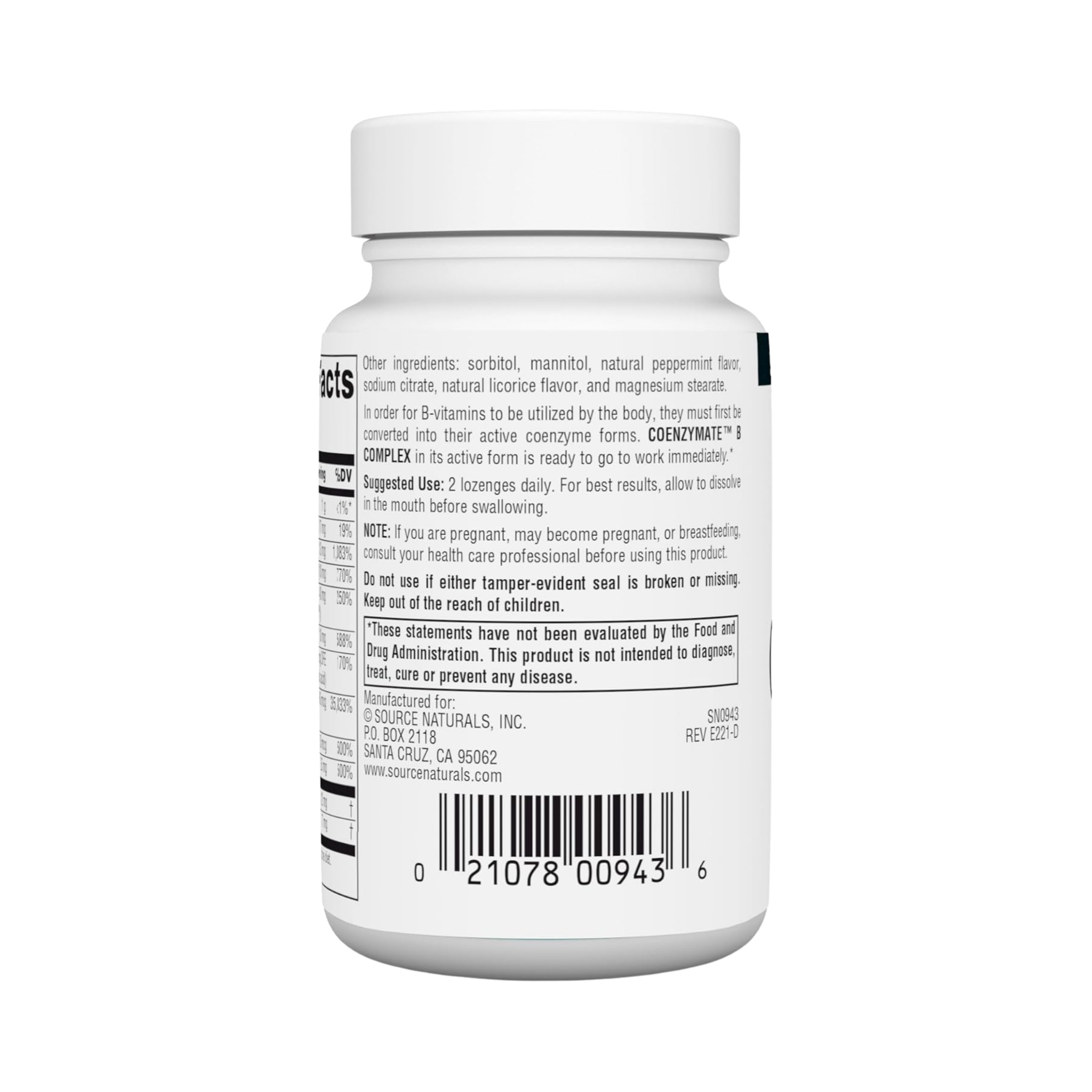 Source Naturals, Coenzymate B Complex, 60 Peppermint Lozenge