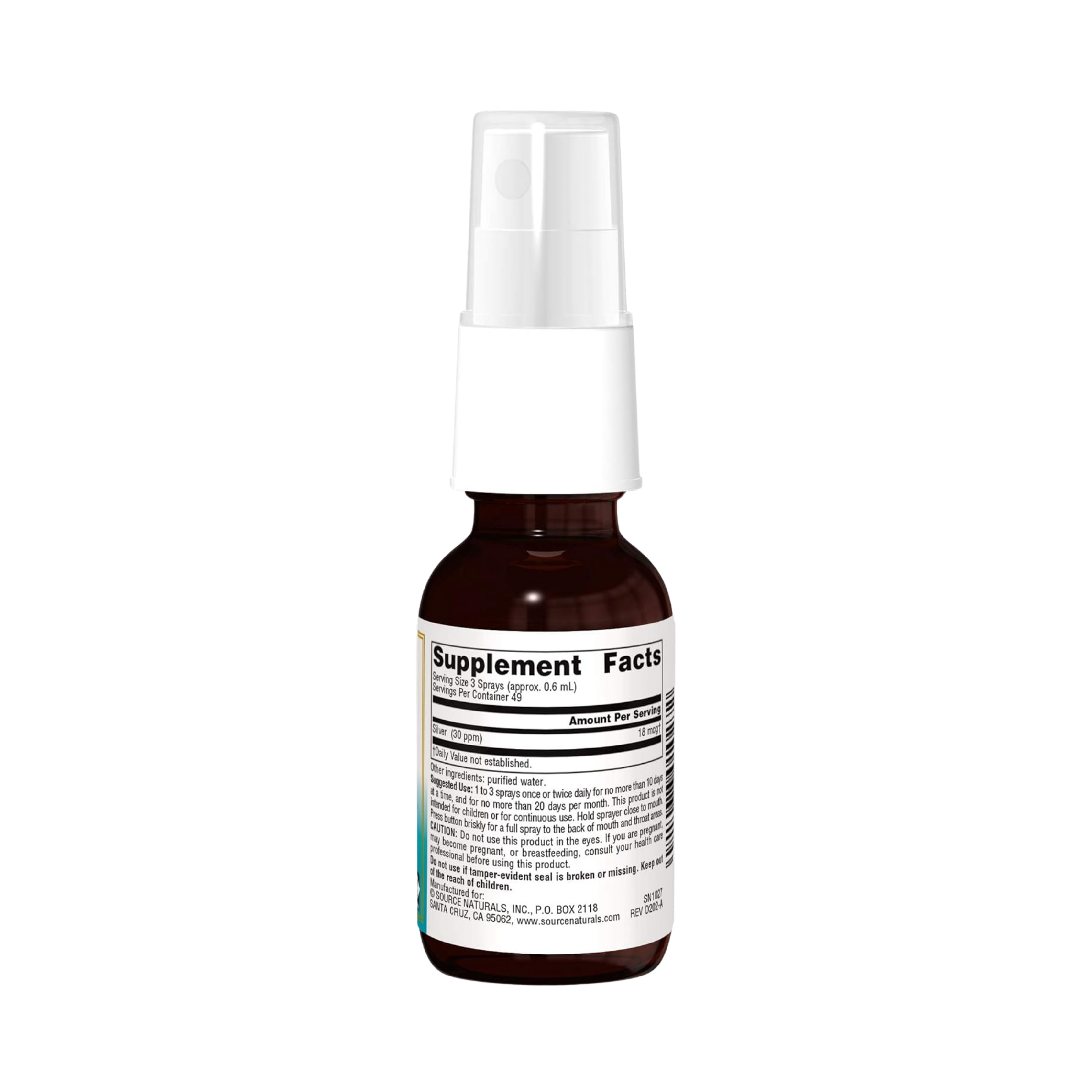 Source Naturals, Wellness Colloidal Silver Throat Spray, 30 ppm, 1 Fl Oz Liquid