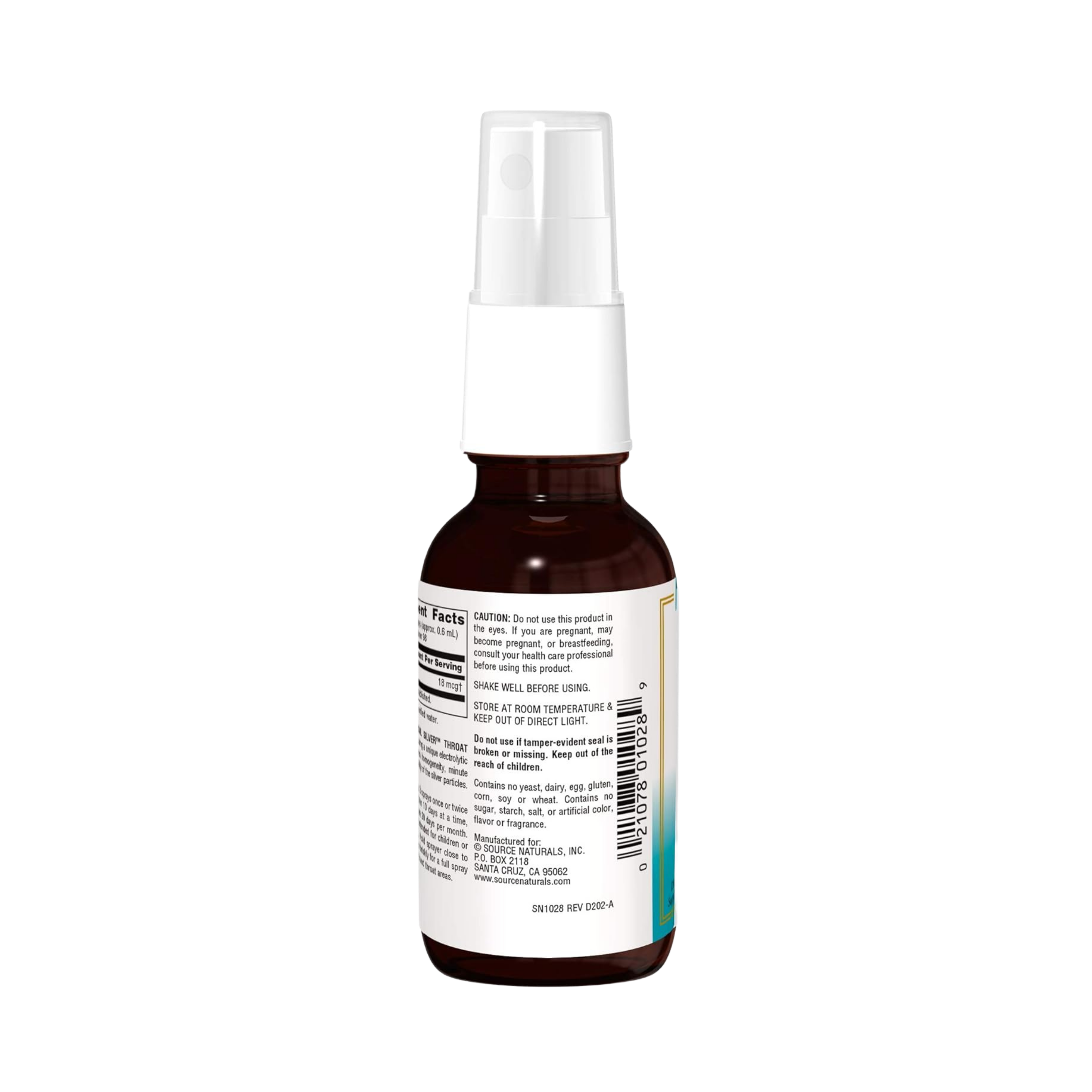 Source Naturals, Wellness Colloidal Silver Throat Spray, 30 ppm, 2 Fl Oz Liquid